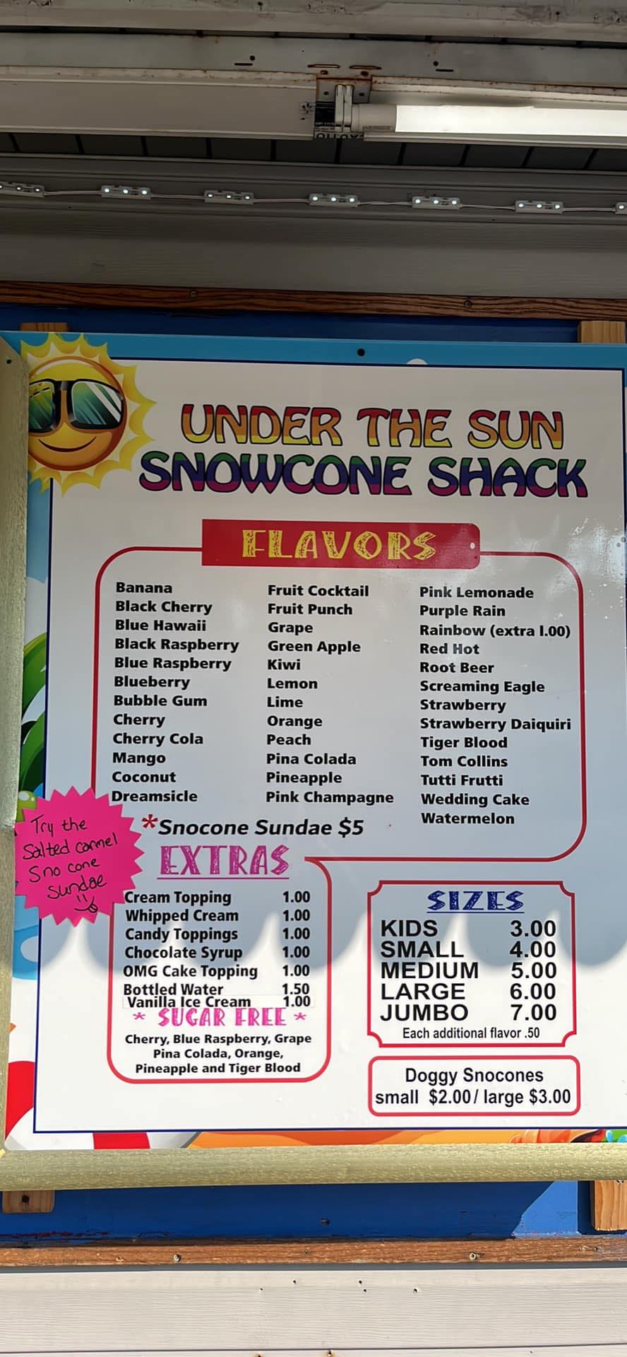 el Snow Cones Menu