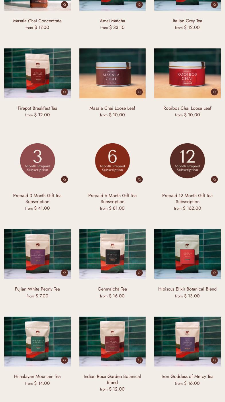 Firepot Nomadic Teas Menu