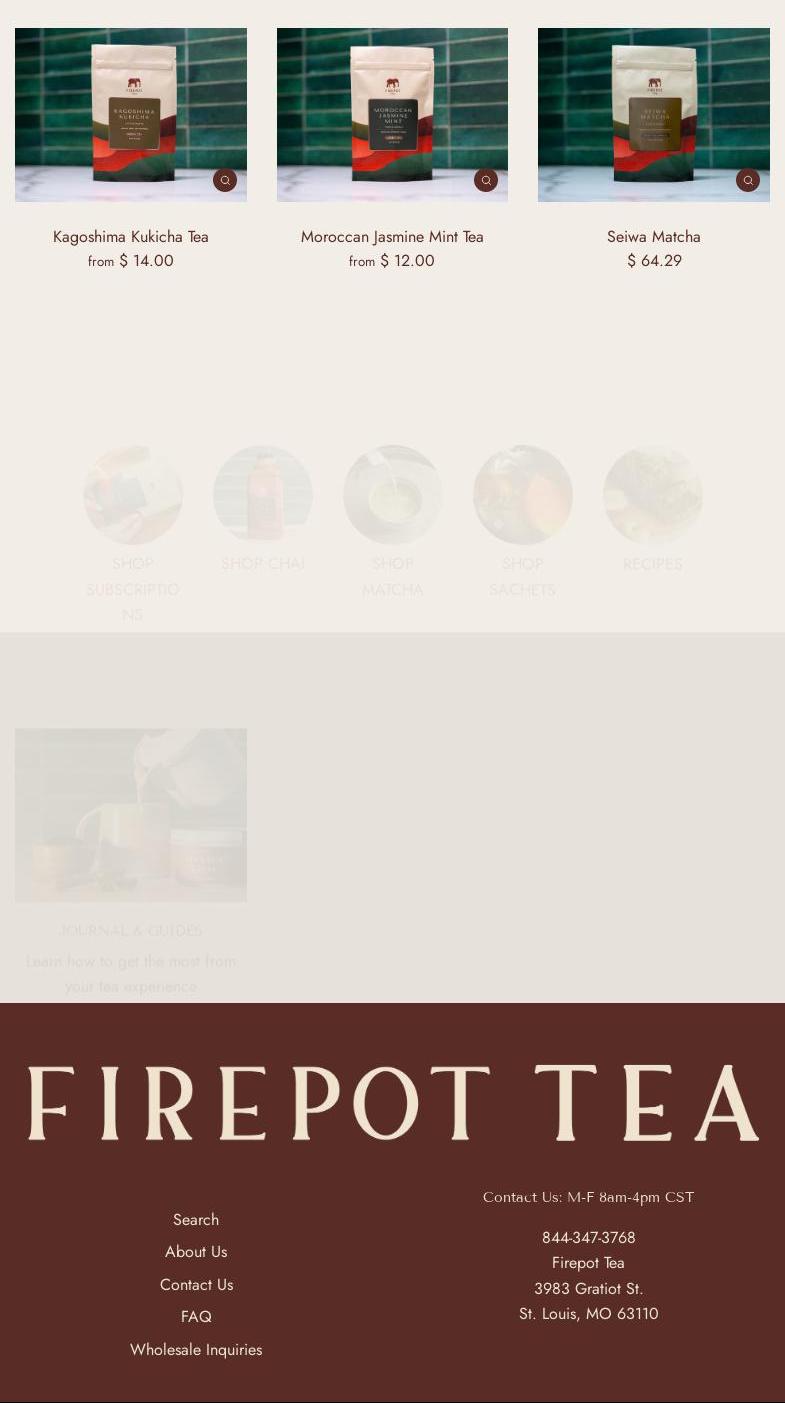 Firepot Nomadic Teas Menu