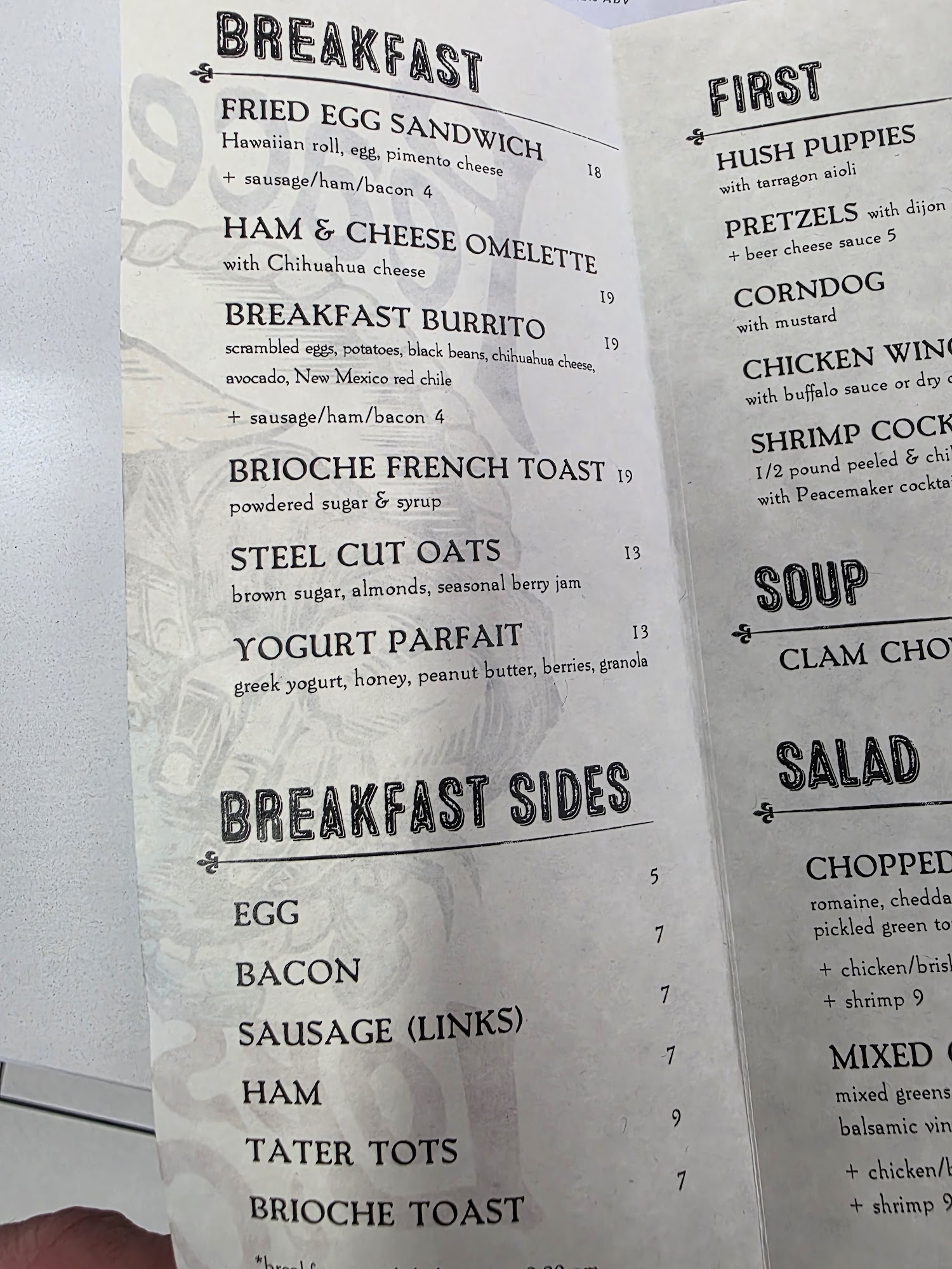 Peacemaker Lobster & Crab Menu