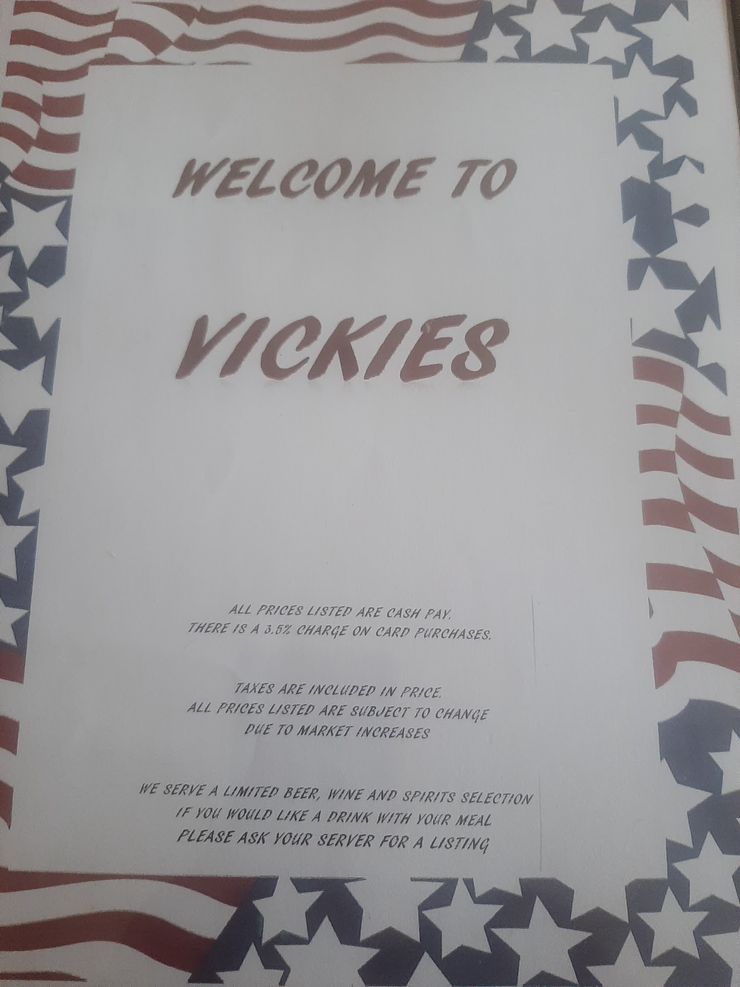 Vickie's Restaurant Menu