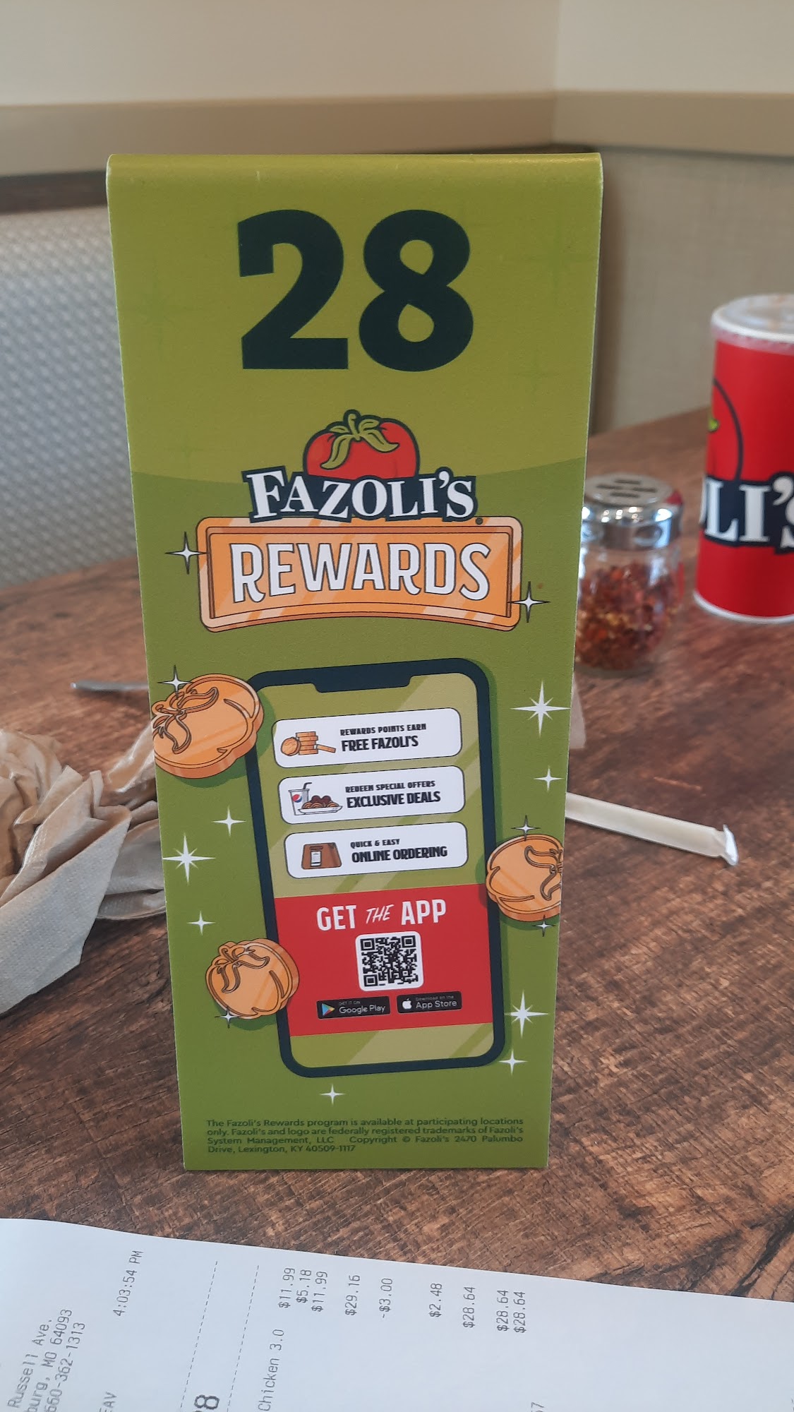 Fazoli's Menu
