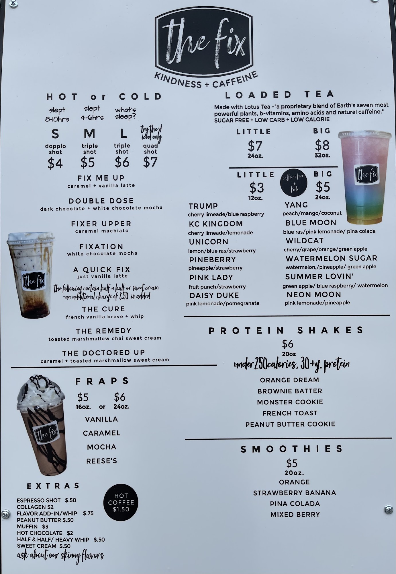 The Fix Coffee Menu
