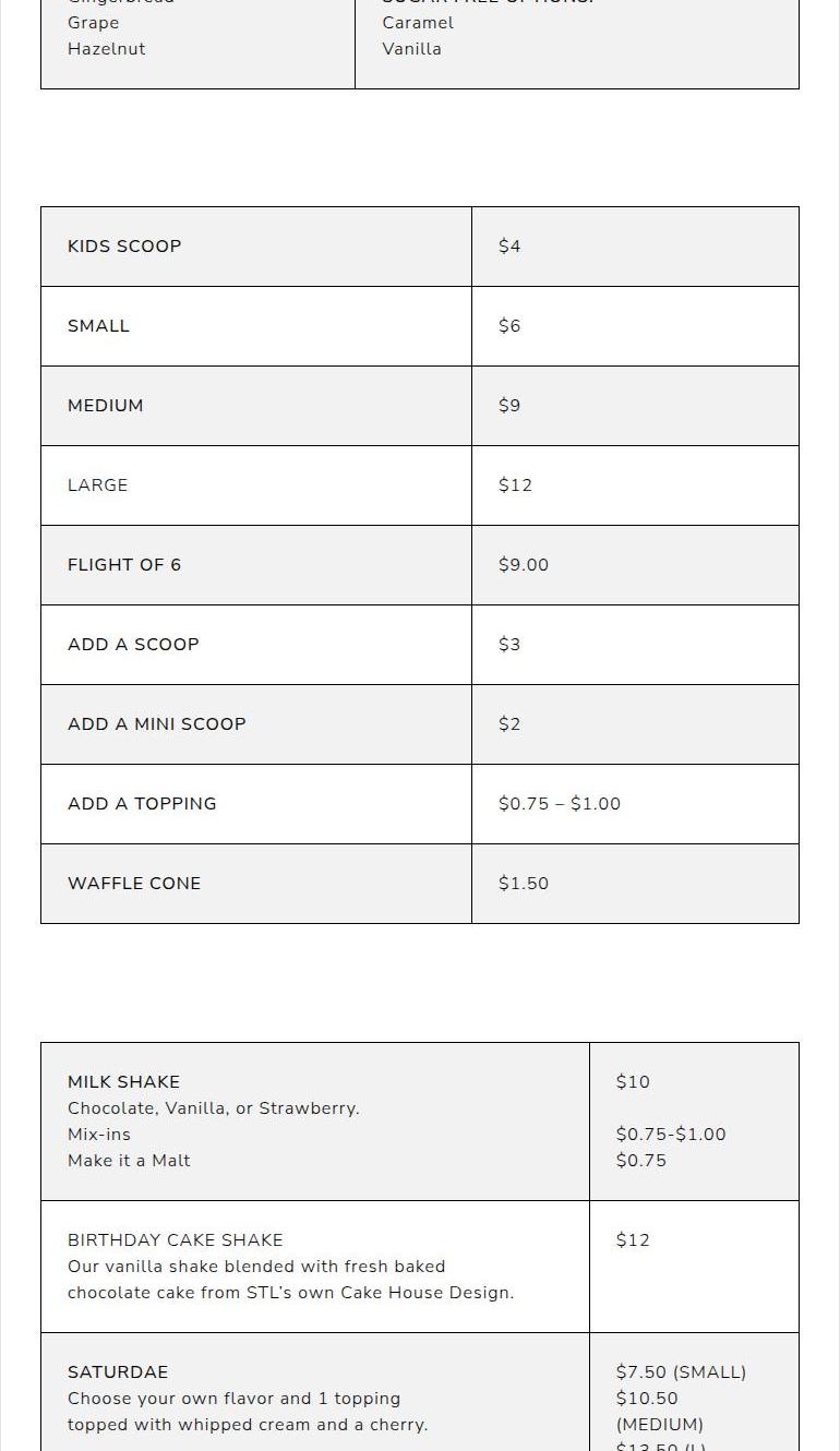 Sylvie Dee's Menu