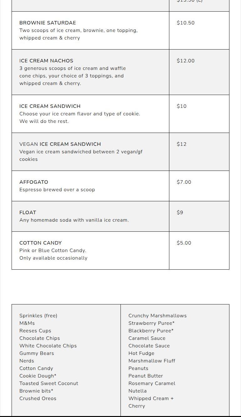 Sylvie Dee's Menu