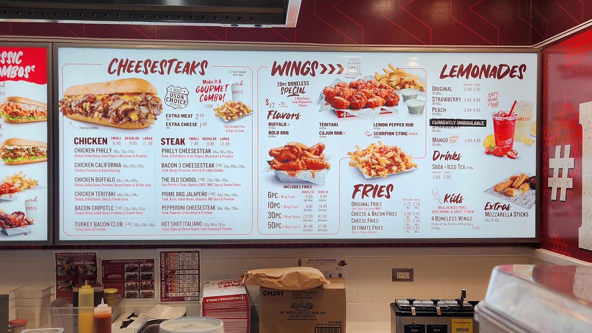 Charleys Philly Steaks Menu