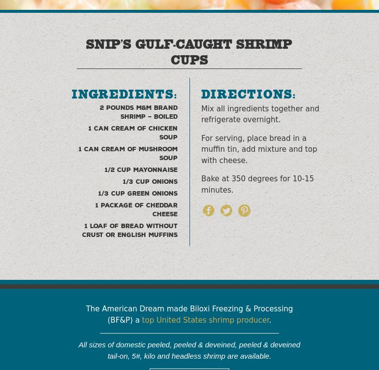 Biloxi Freezing-Processing Inc Menu