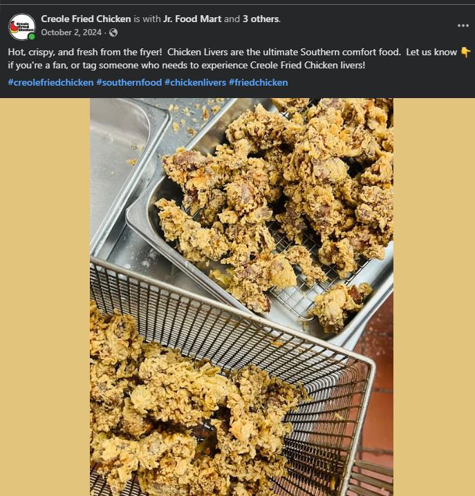 Creole Fried Chicken #10 Menu