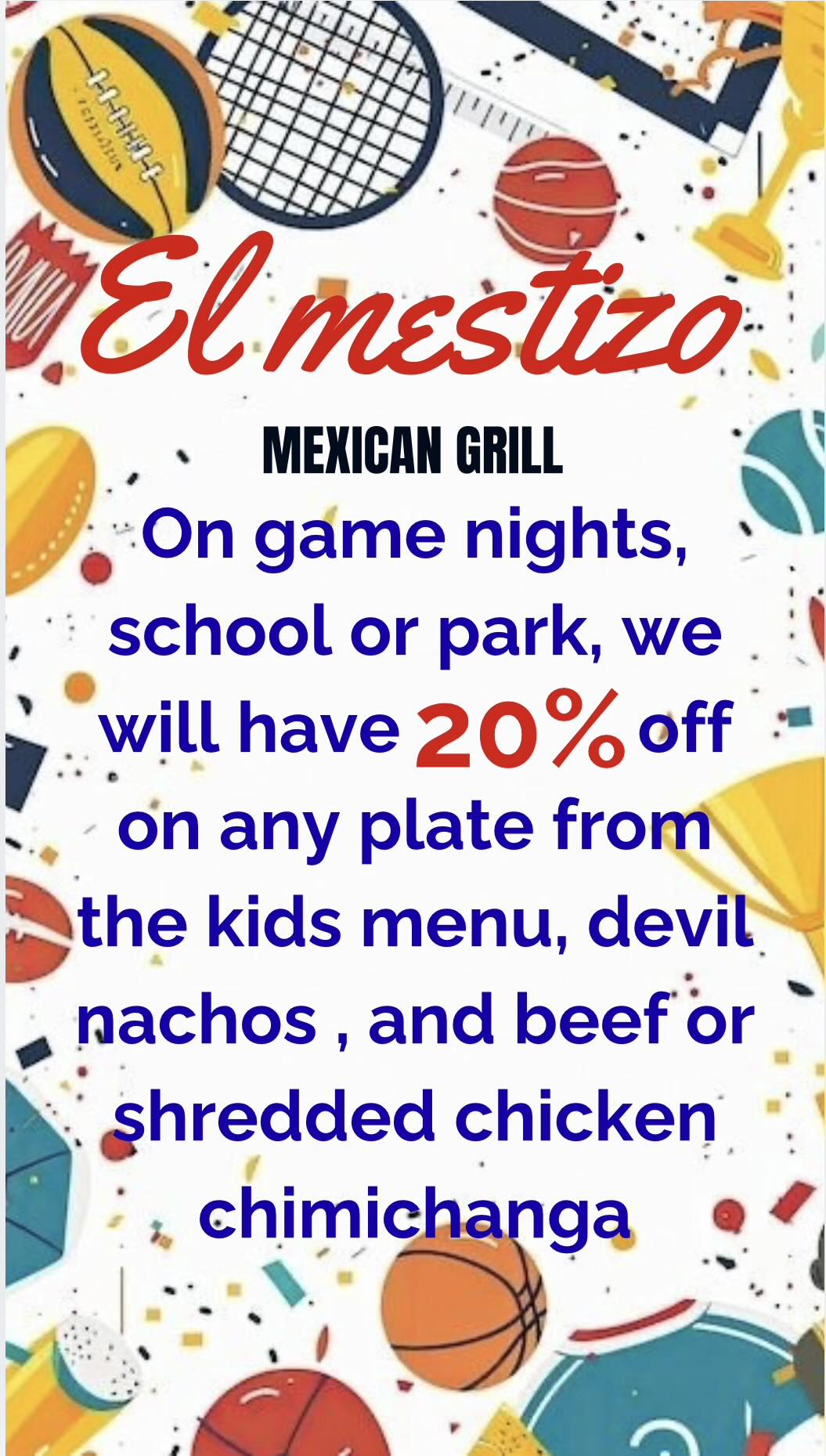 El Mestizo Mexican Grill Menu