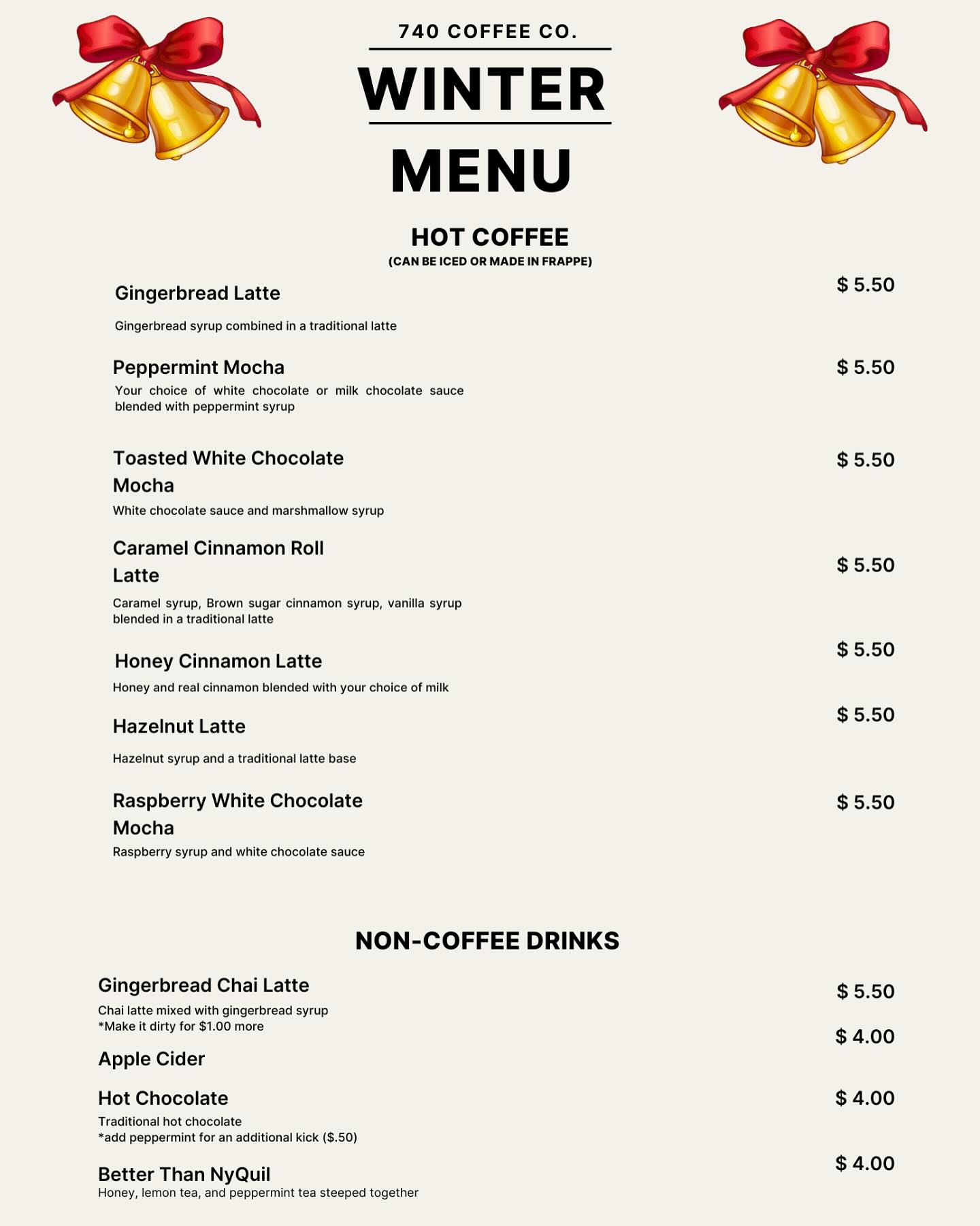 740 Coffee Company Menu