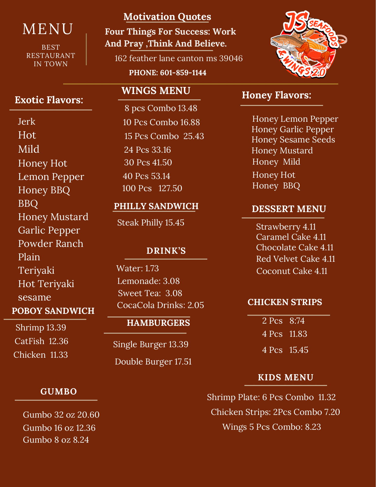 JS Seafood & Wings 2.0 162 Feather Ln, Canton, MS 39046