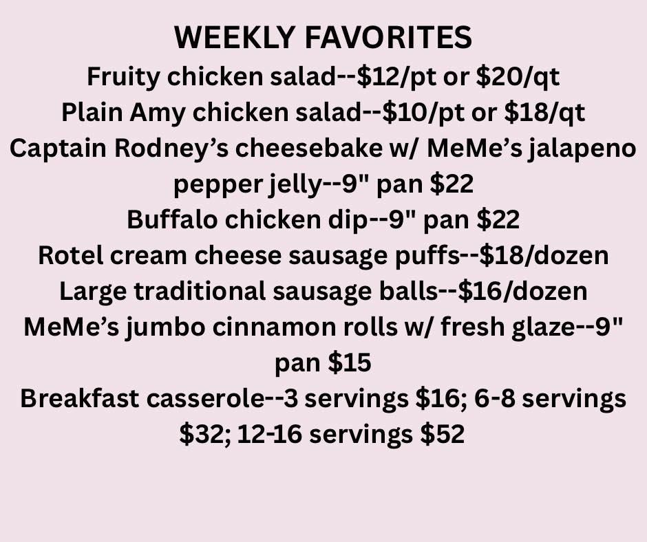 MeMe’s Kitchen, LLC Menu
