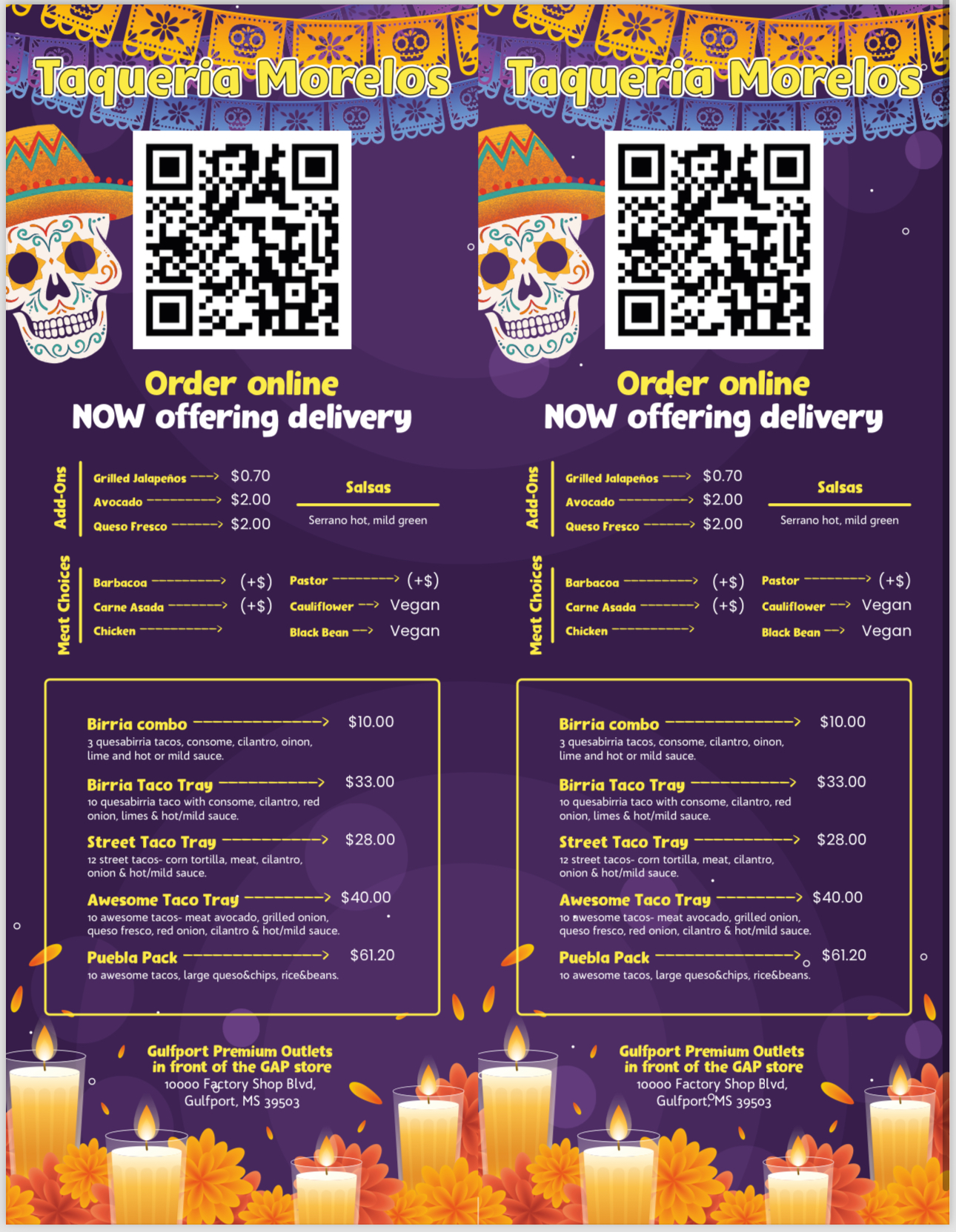 Morelos Taco Truck Day Location Menu