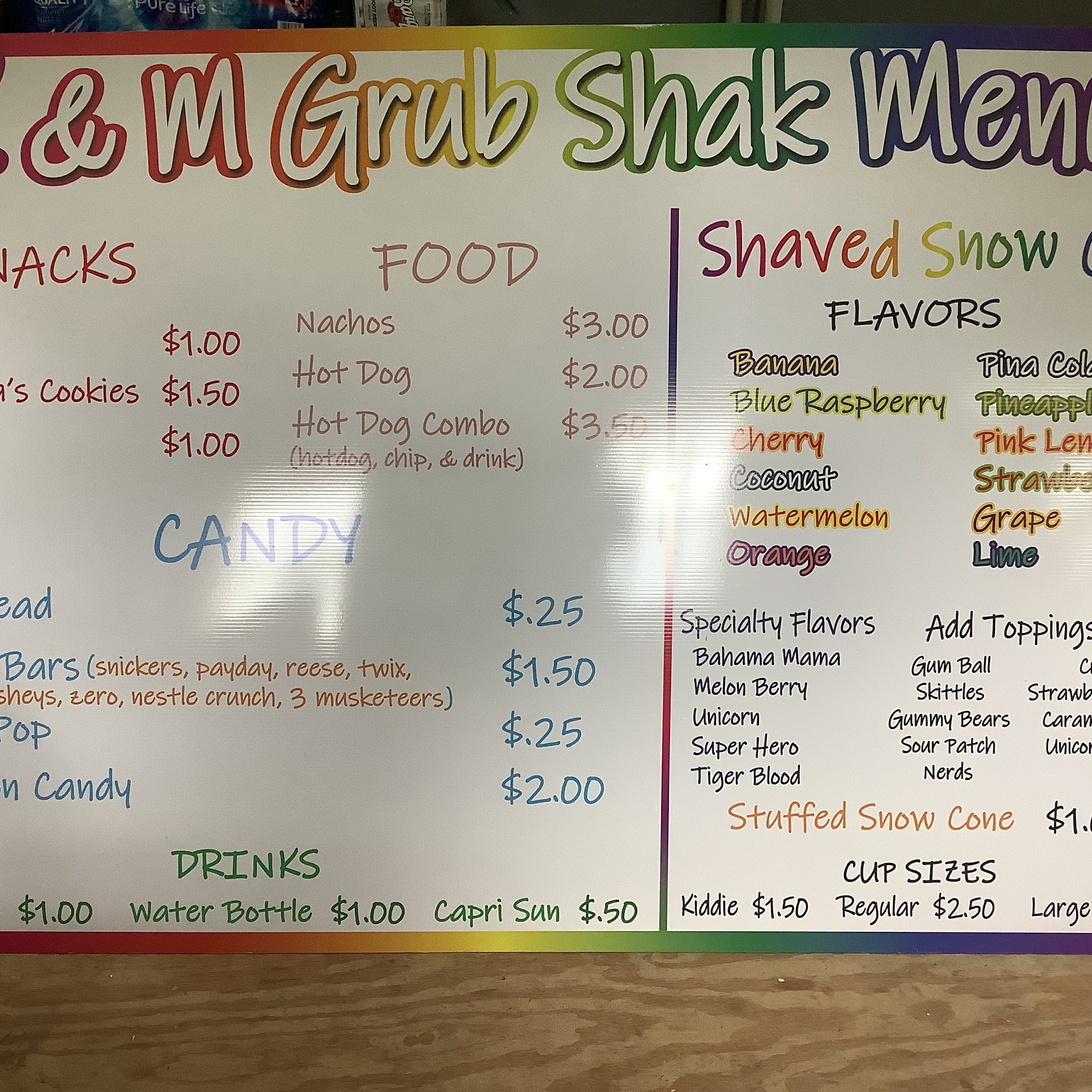 K & M Grub Shak Menu