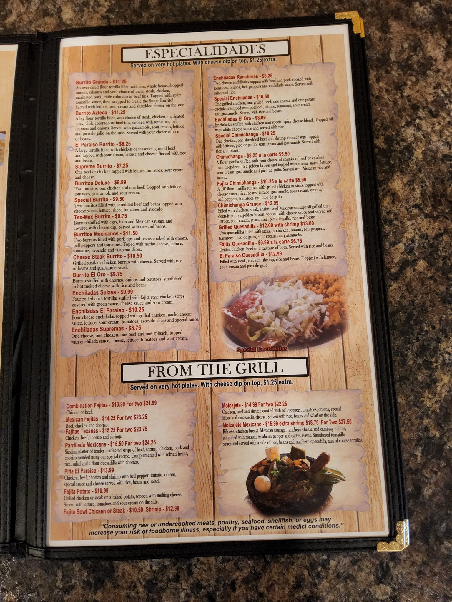 El Paraiso Menu