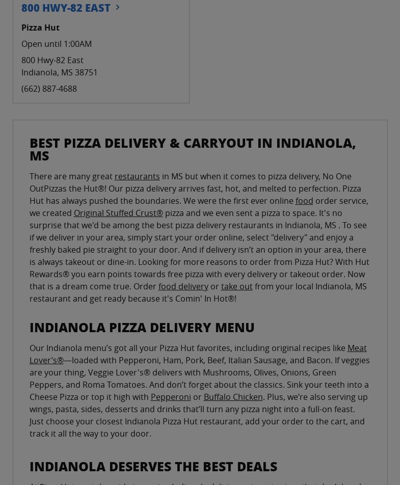 Pizza Hut Menu