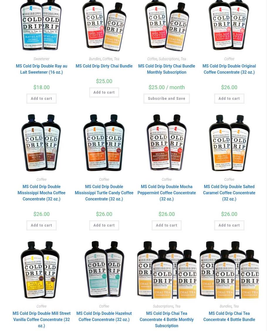 Mississippi Cold Drip Coffee and Tea Co. Menu