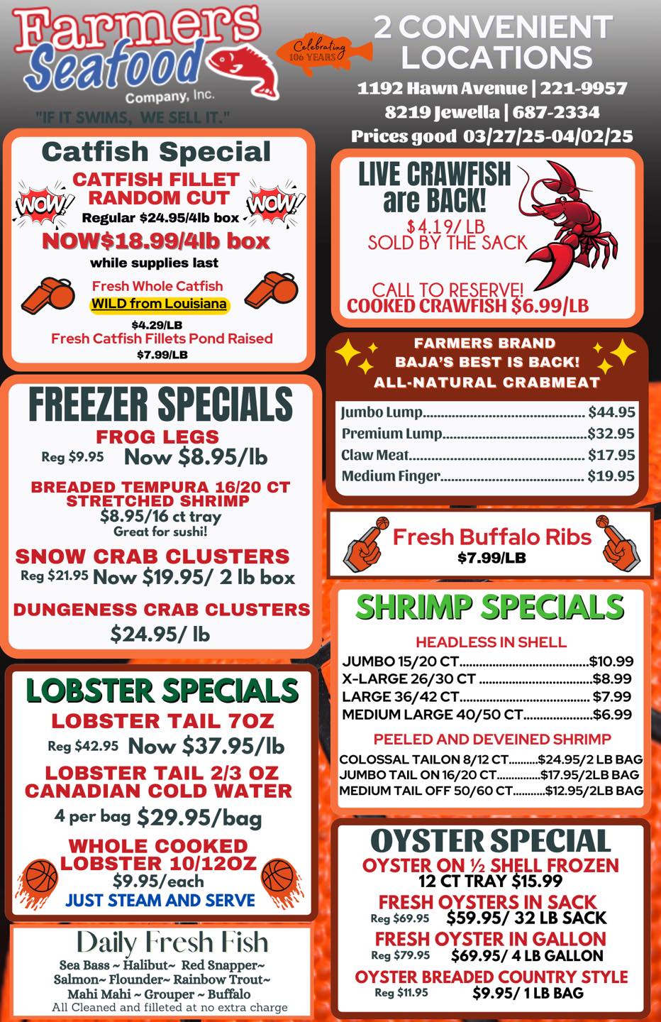 Farmers Seafood Co Menu