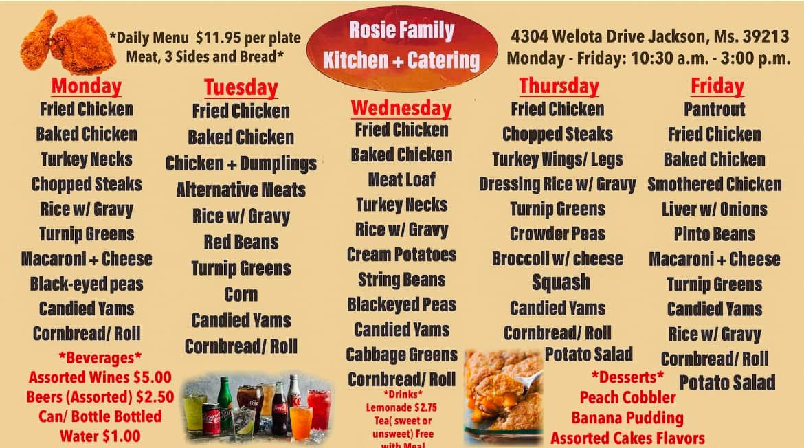 Rosie Mae’s Menu