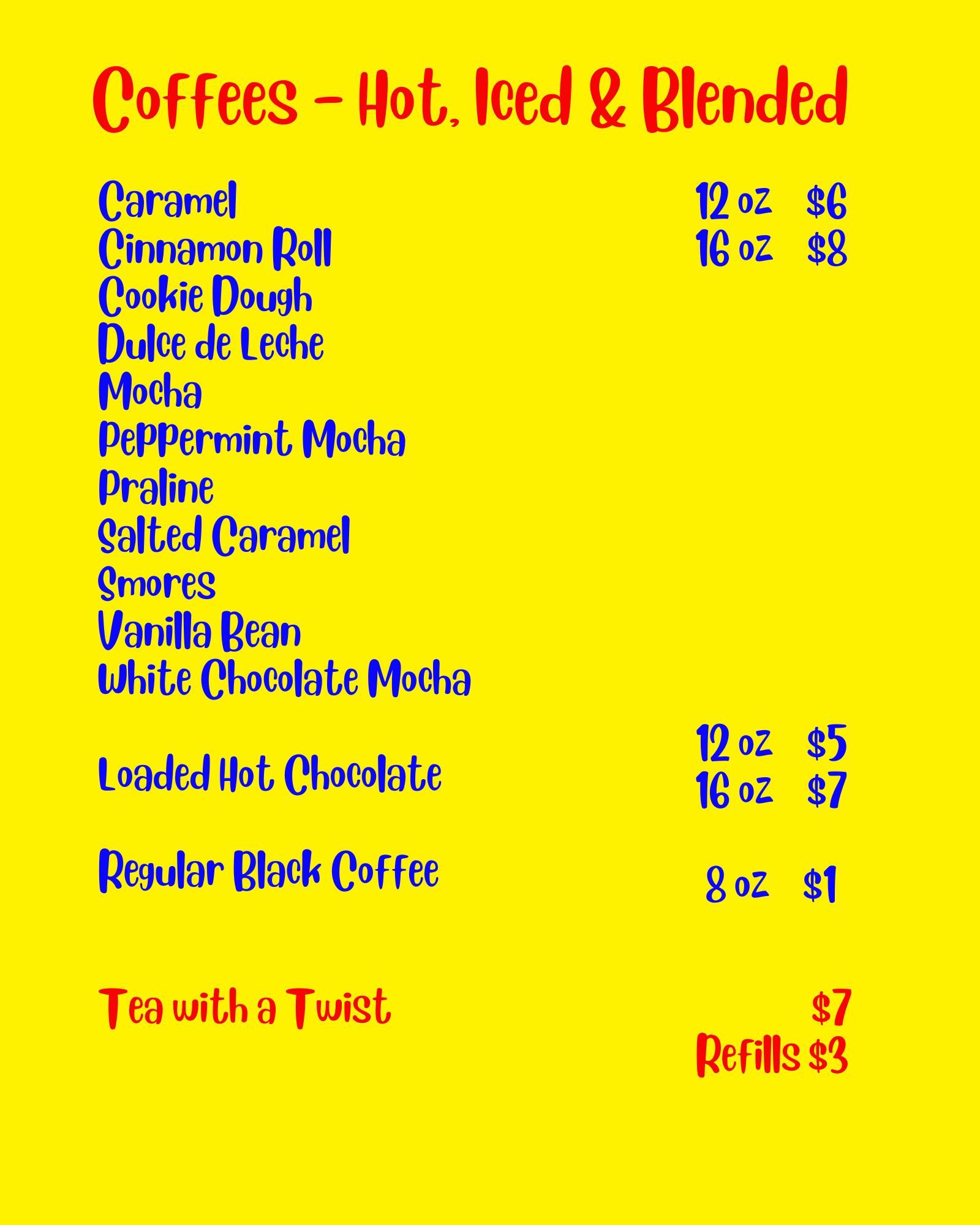 Little Red SnowCone House Menu