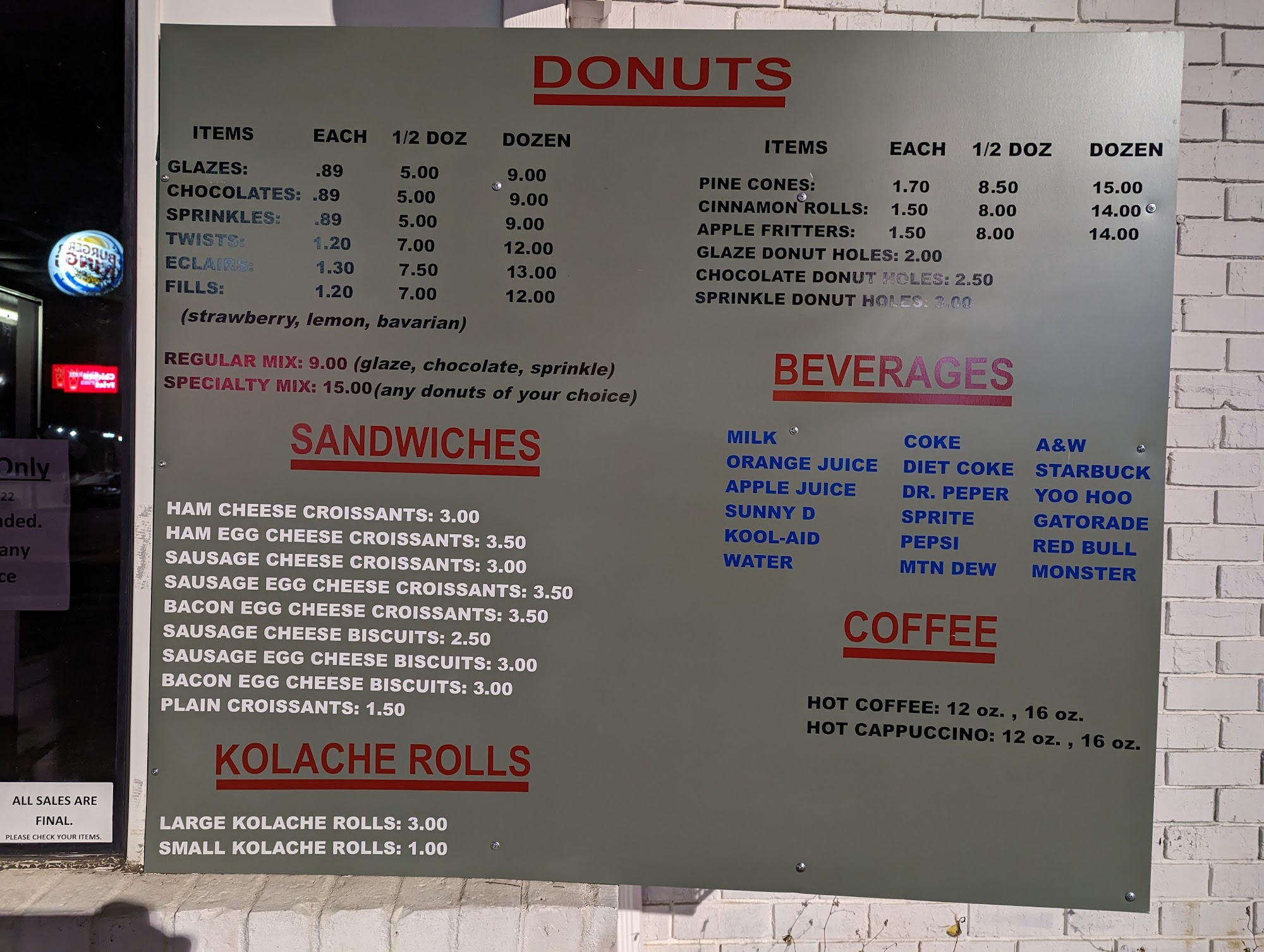 Daily Donut Menu