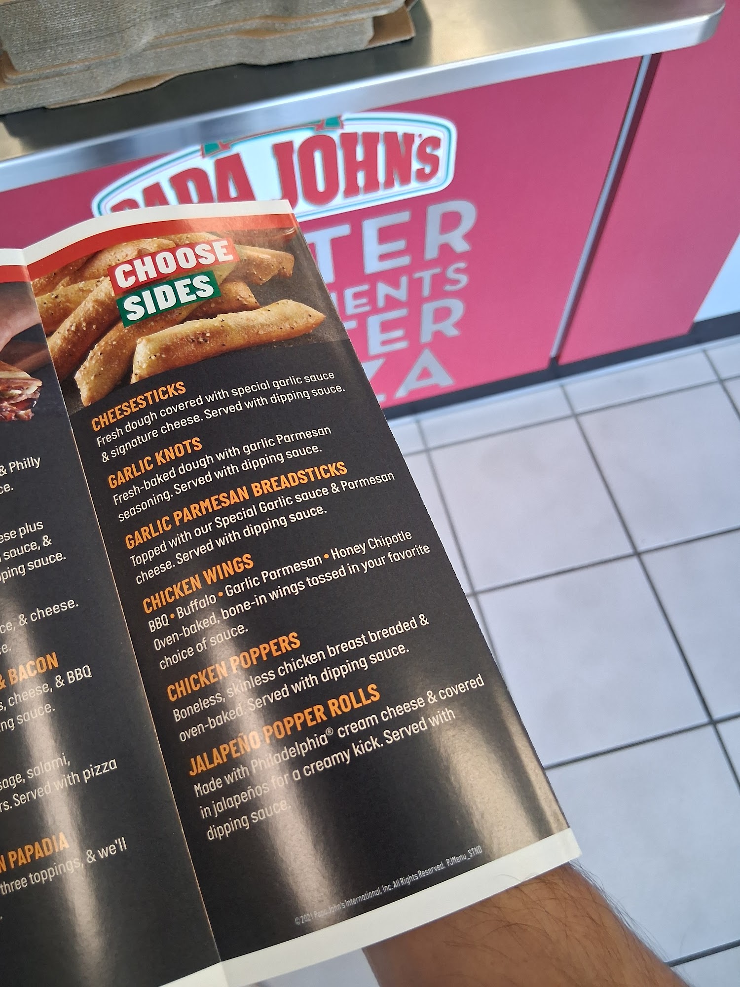Papa Johns Pizza Menu