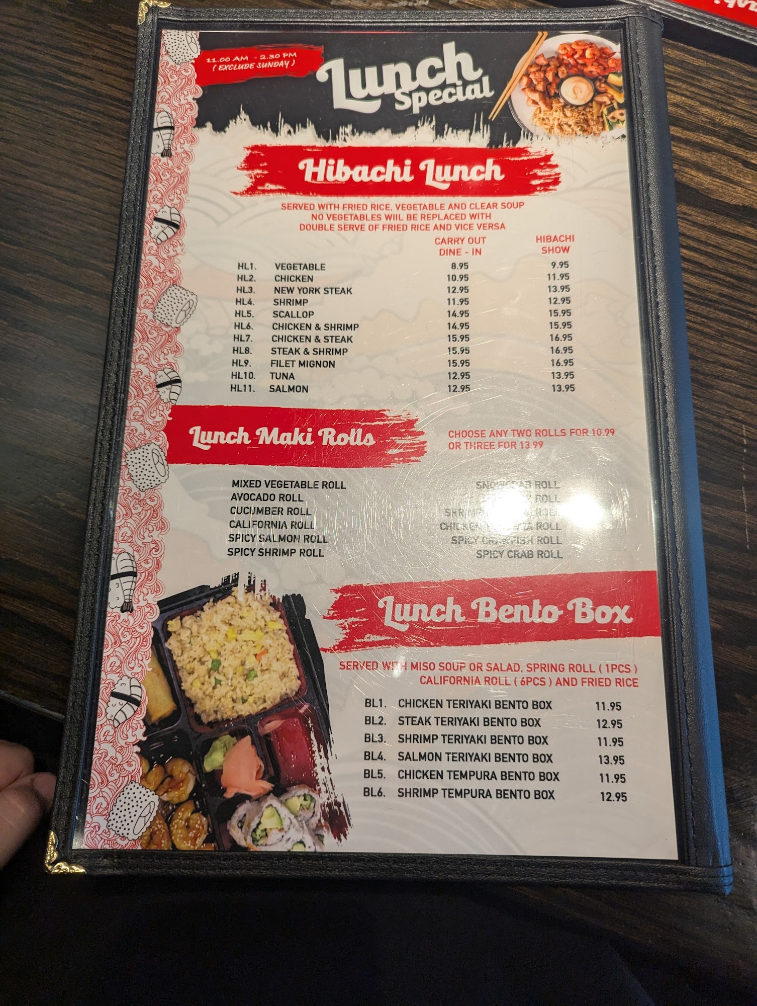 Yoyosaki Sushi and Hibachi Menu