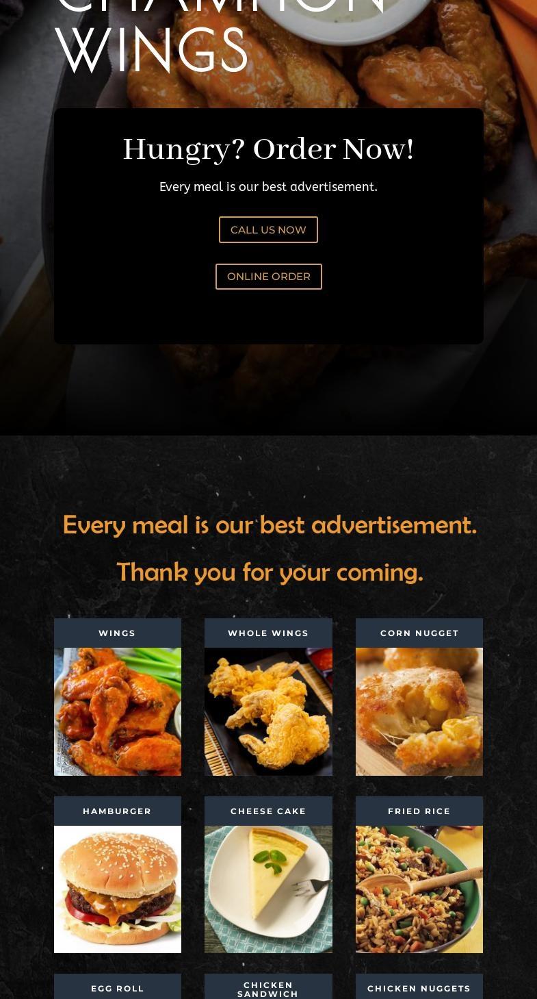 Champion Wings (Meridian) Menu