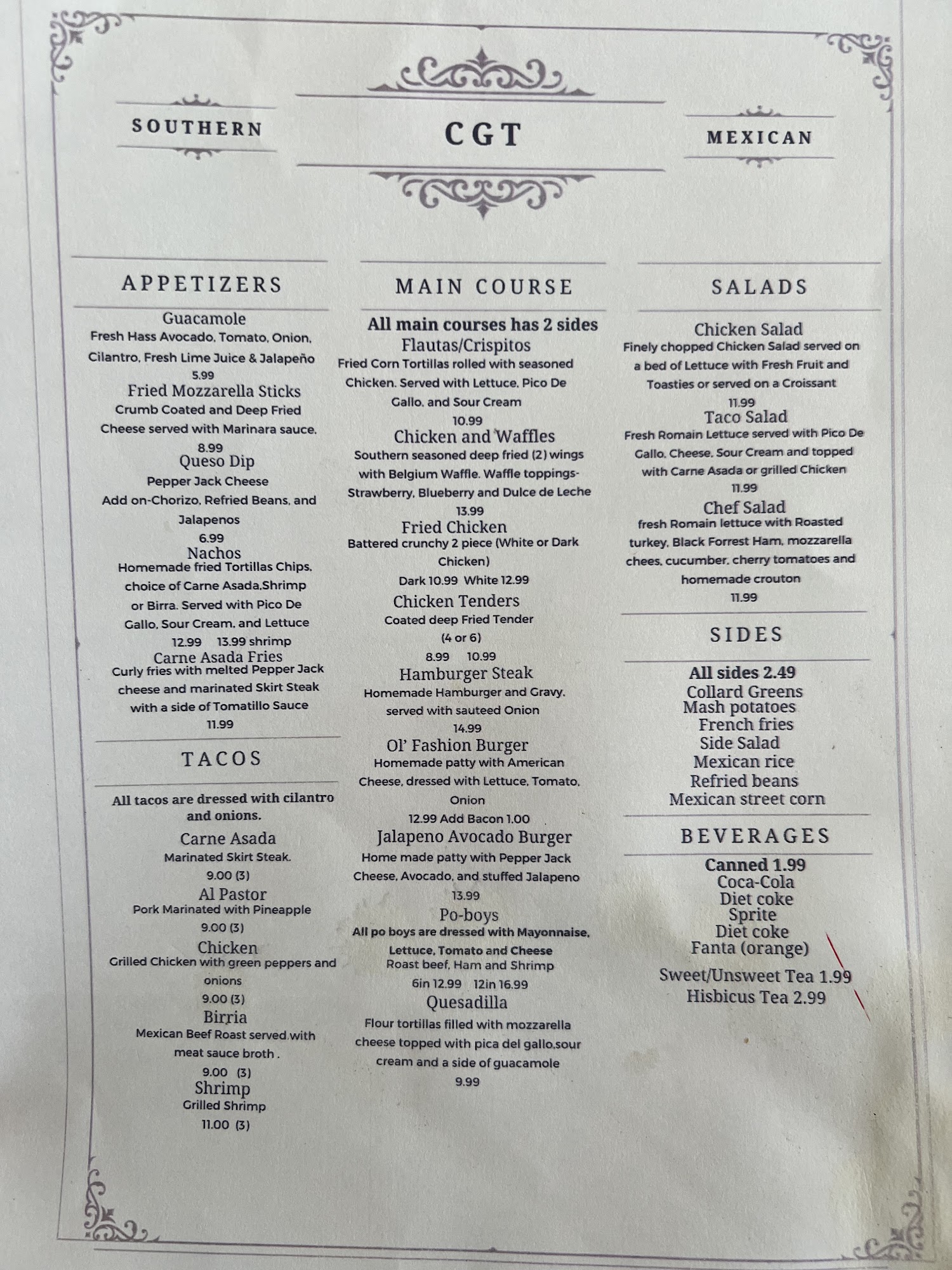 Collard Greens & Tortillas Menu