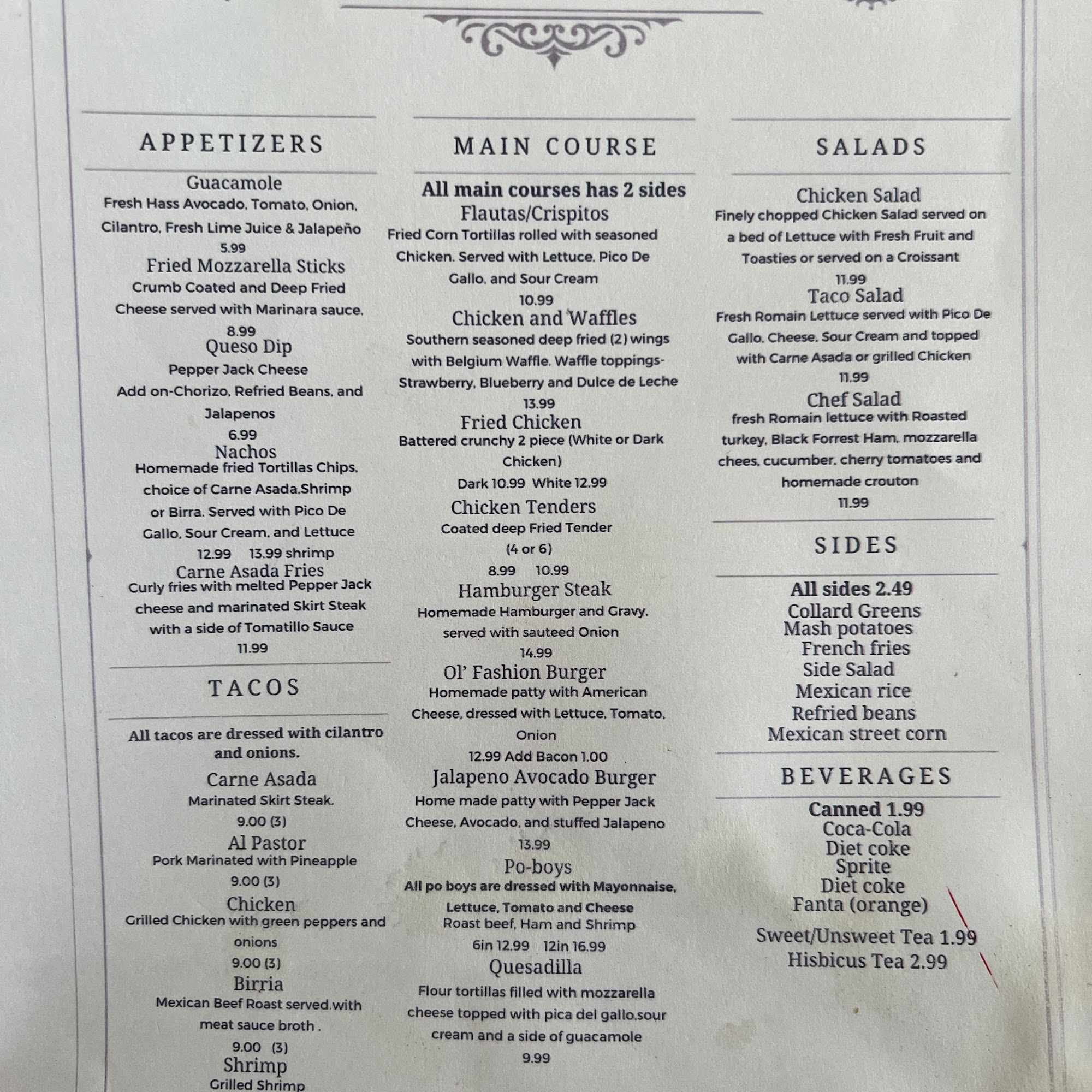 Collard Greens & Tortillas Menu