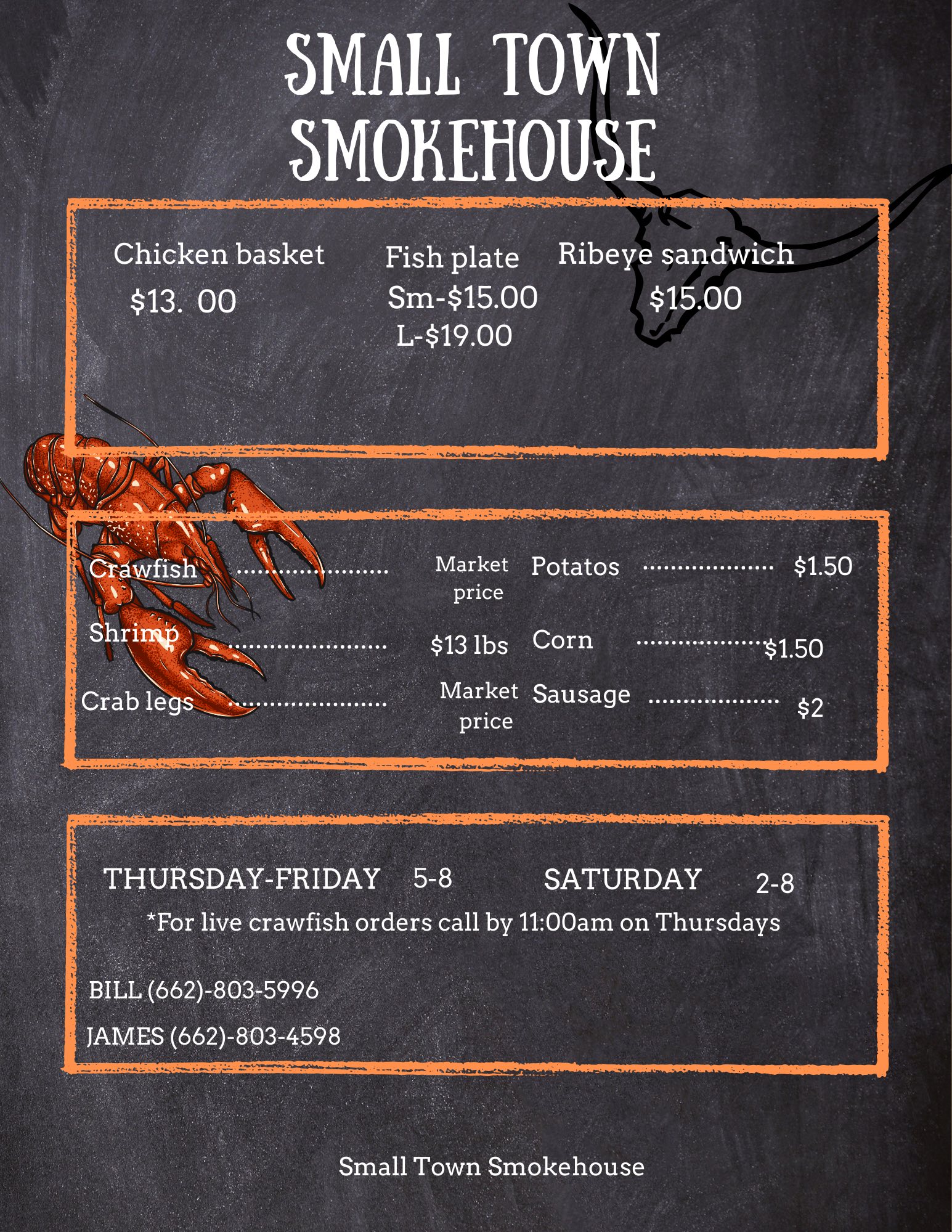 Small Town Processing Menu