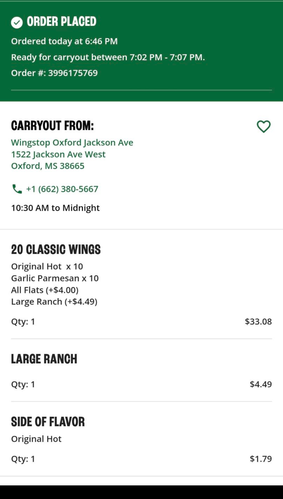 Wingstop Menu