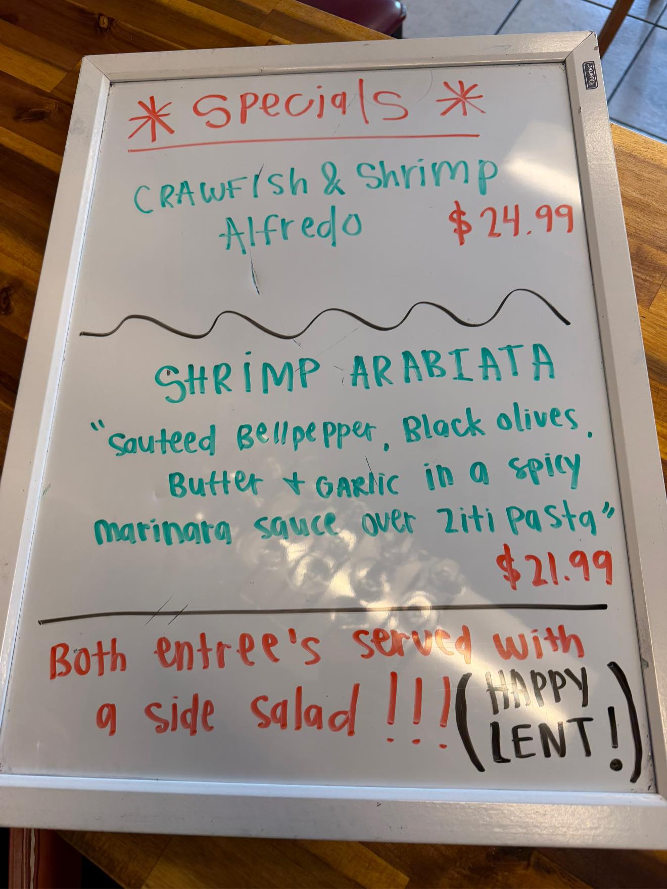 Fratelli’s Italian Grille Menu