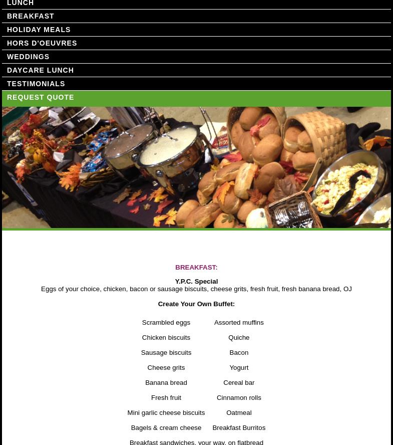 Your Personal Chef, Inc. Menu