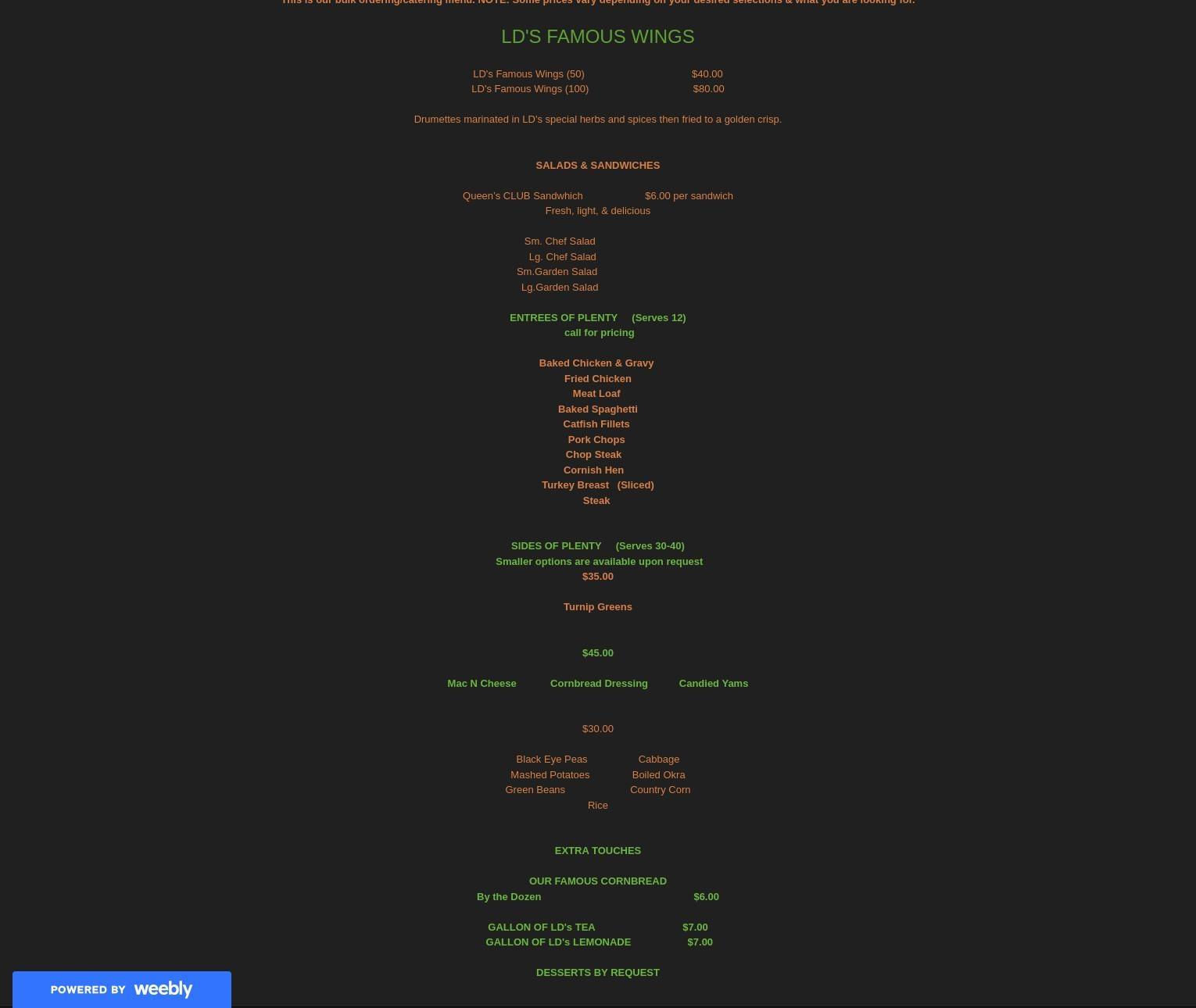L D's Kitchen Menu