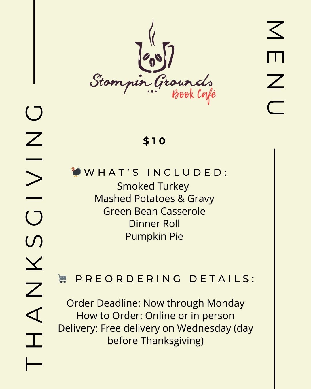 Stompin Grounds Menu