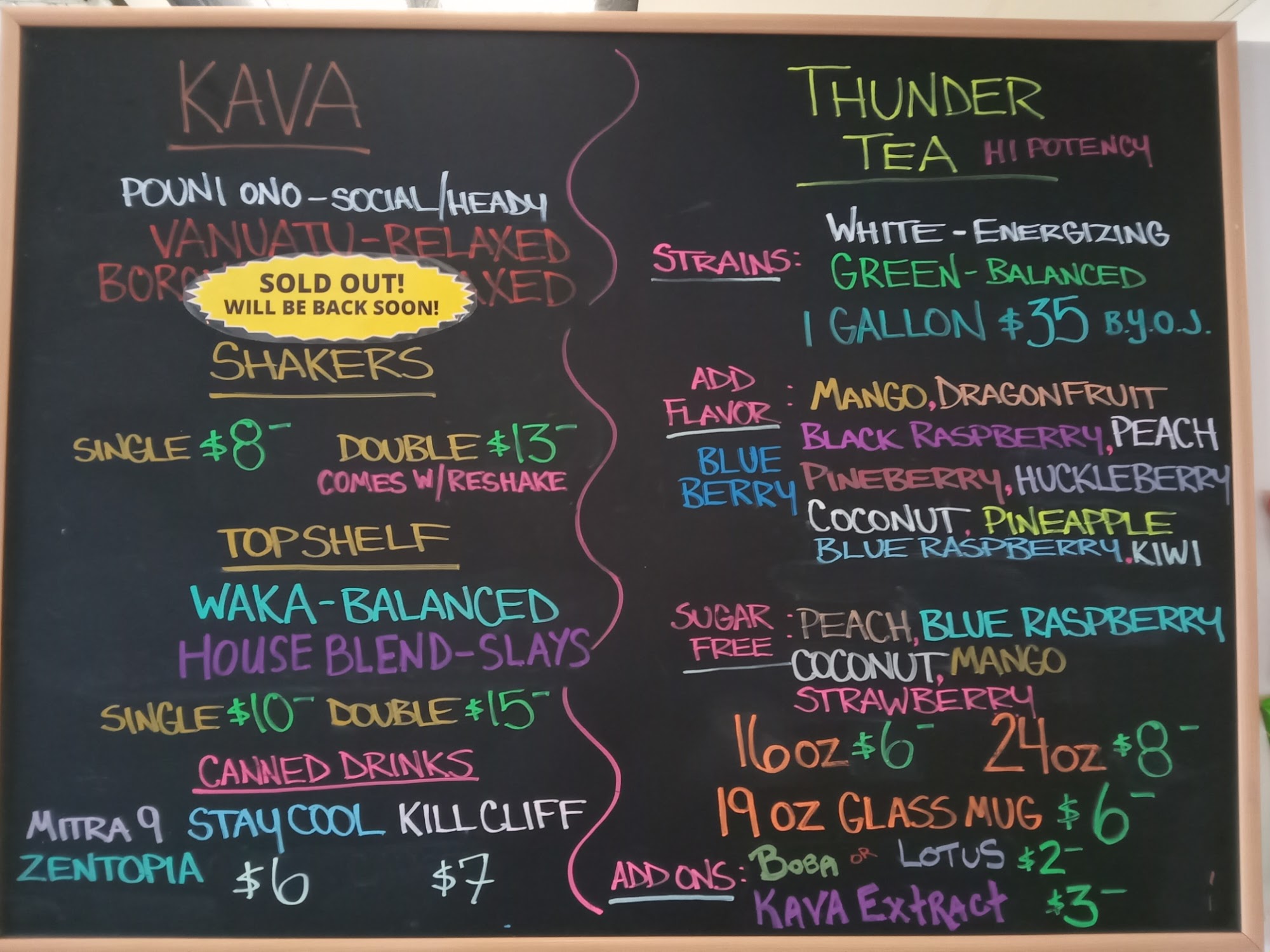 DaKava House Menu