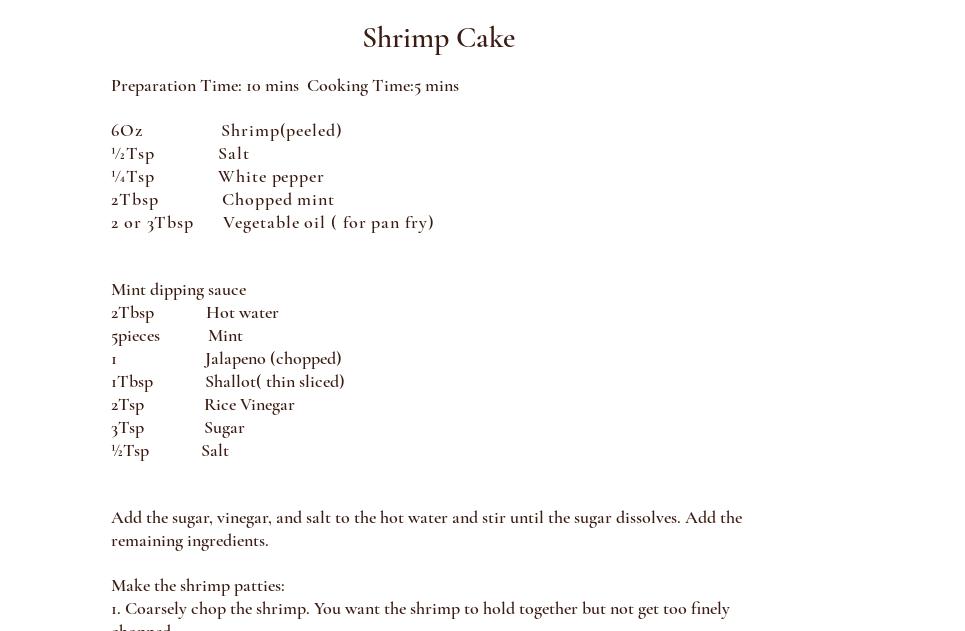 The Hummingbird's Kitchen Menu