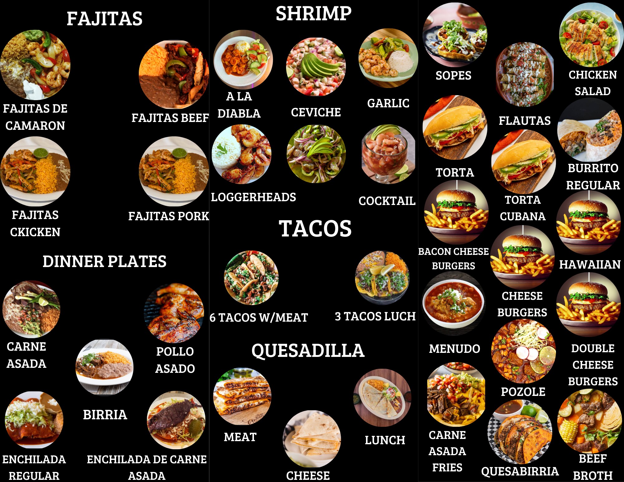 Tacos y Mariscos Los Pelayo LLC Menu