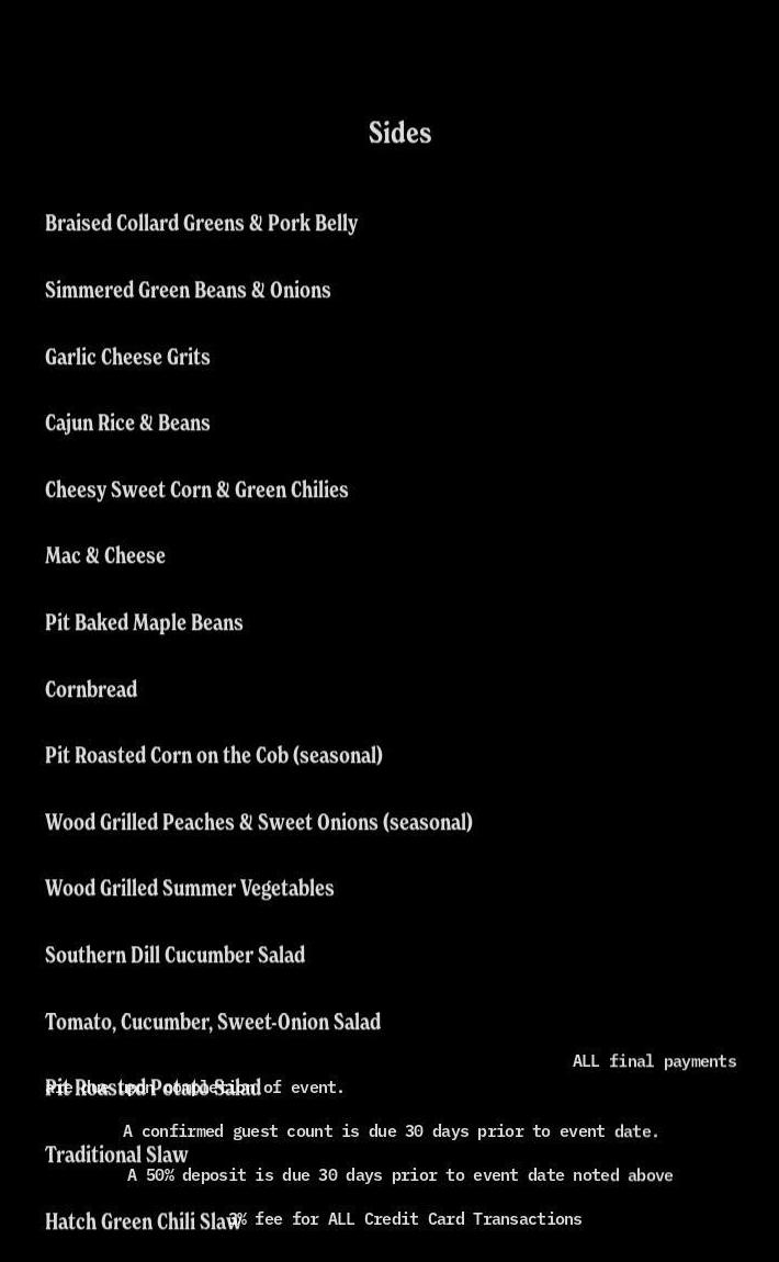 Willy Mo's BBQ Menu