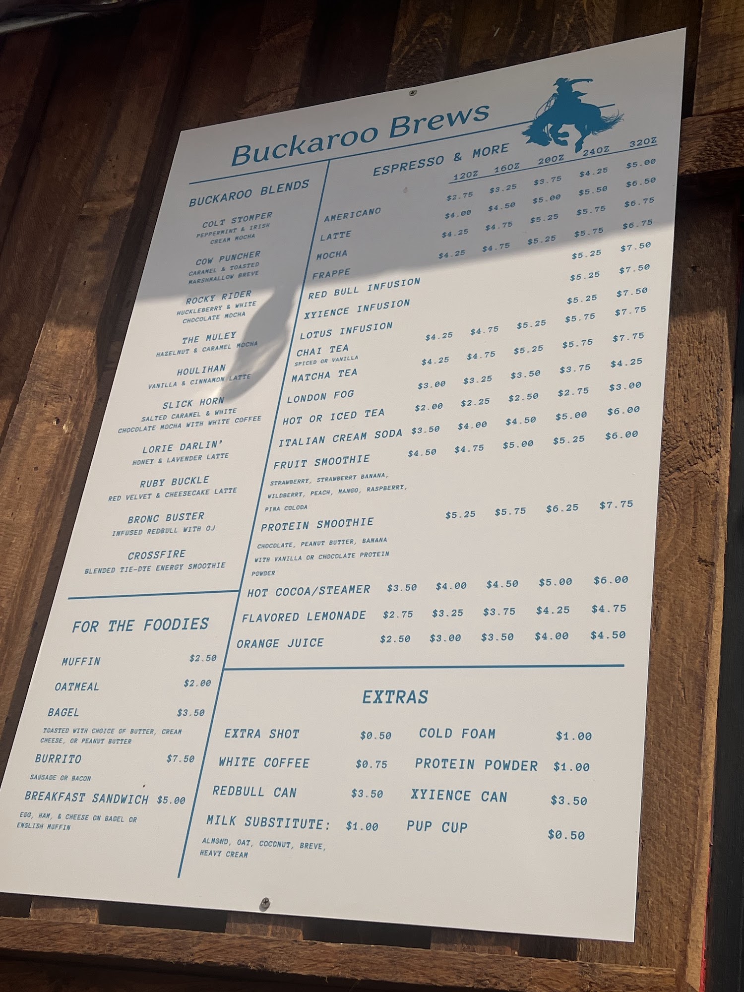 Buckaroo Brews Menu