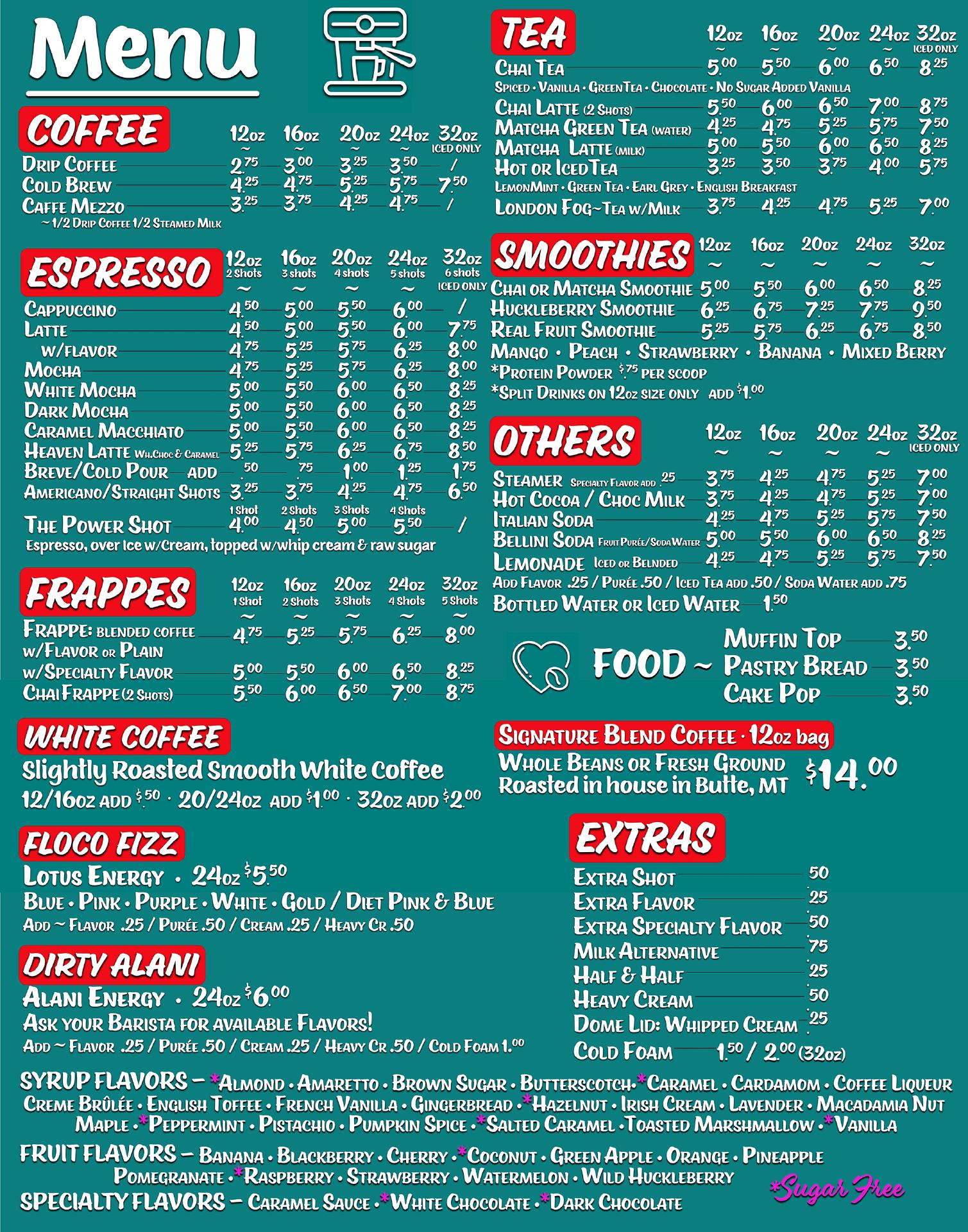 Florence Coffee Menu
