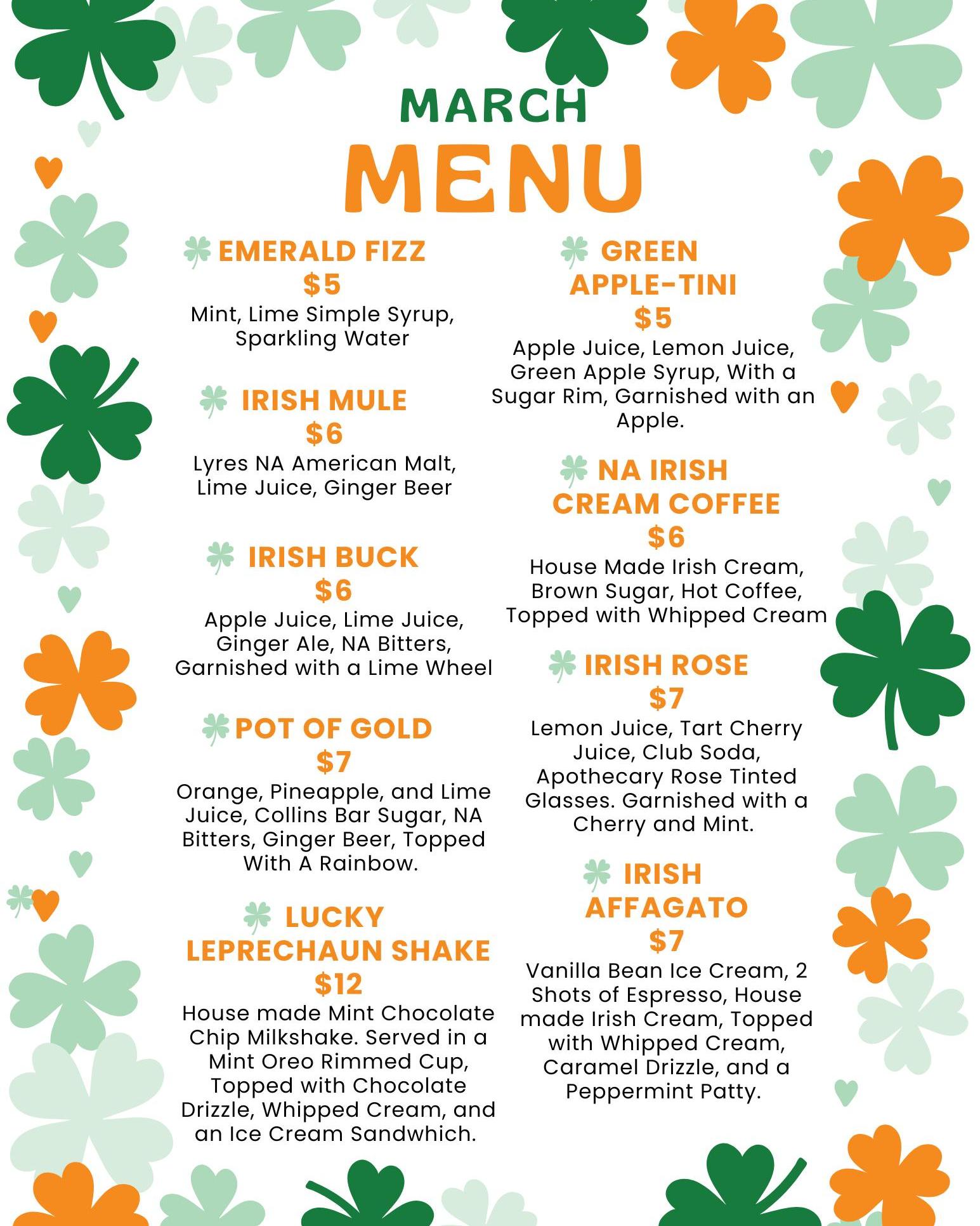 Quench Elixir House Menu