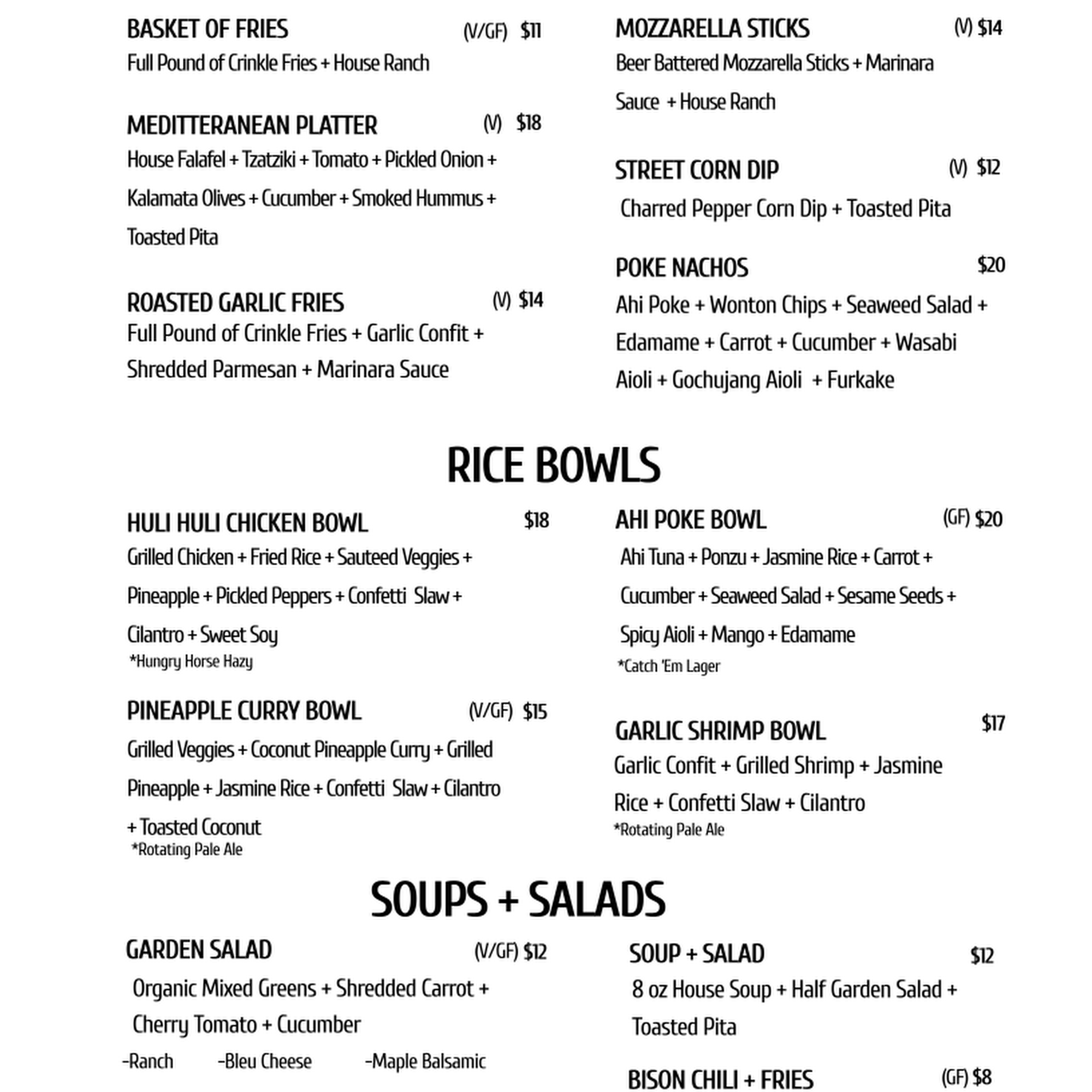 Sacred Eats Menu