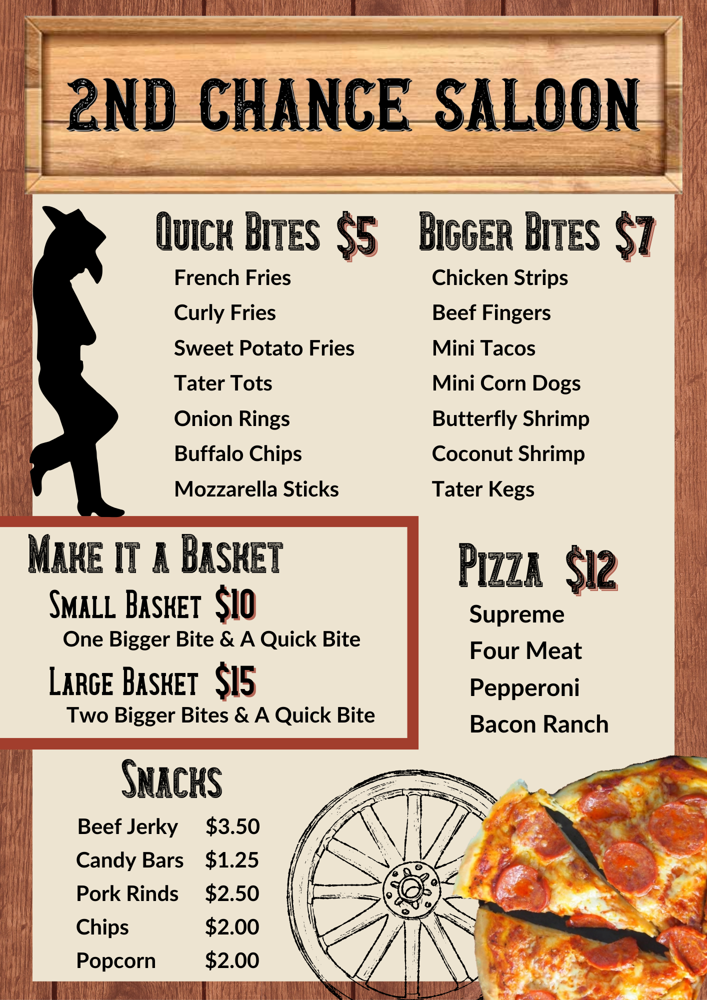 2nd Chance Saloon Menu