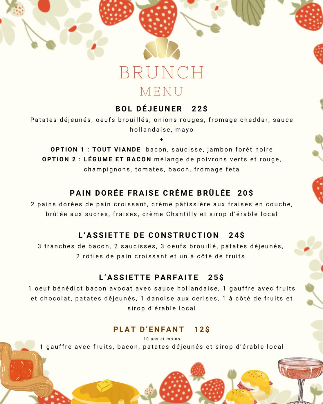 Croissant Délice Menu