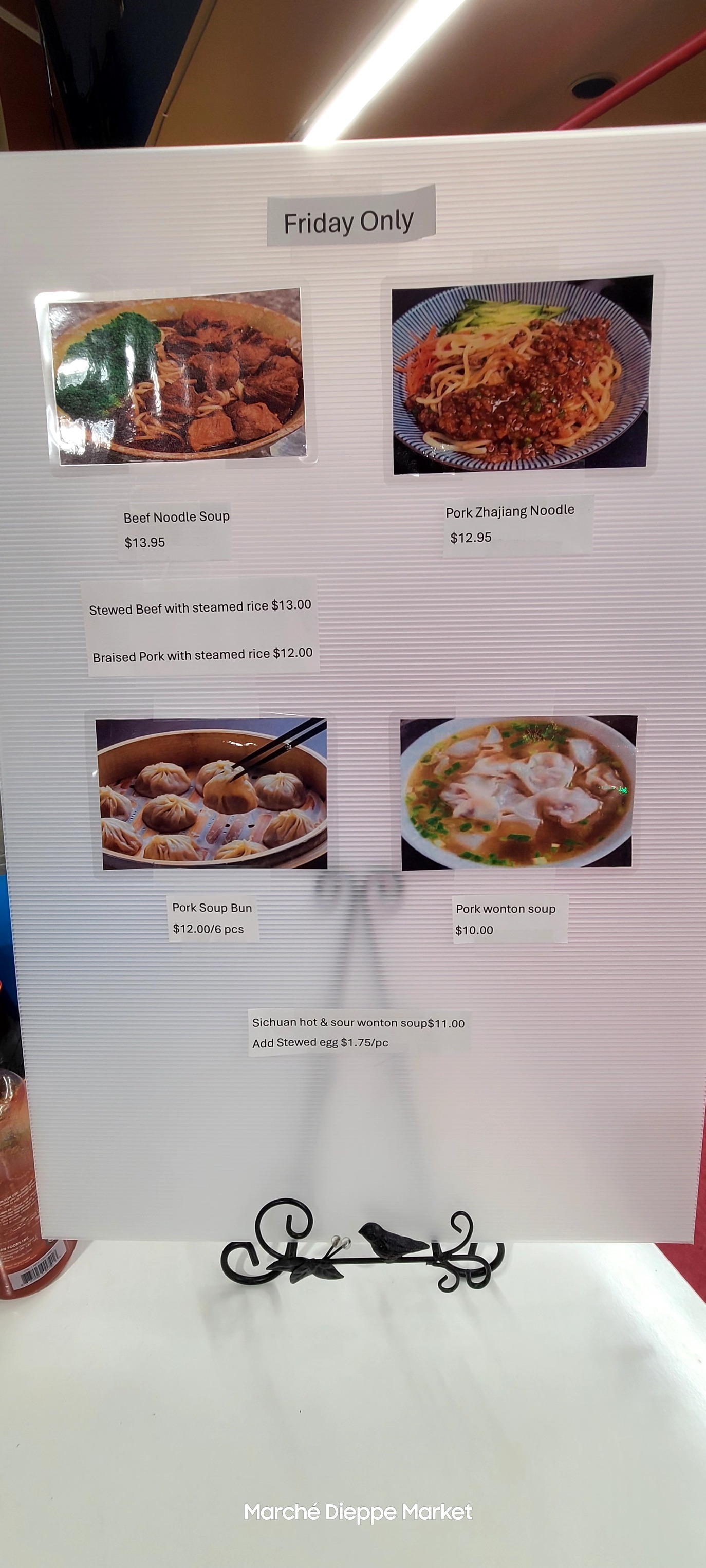 La Pizza du Marché Menu