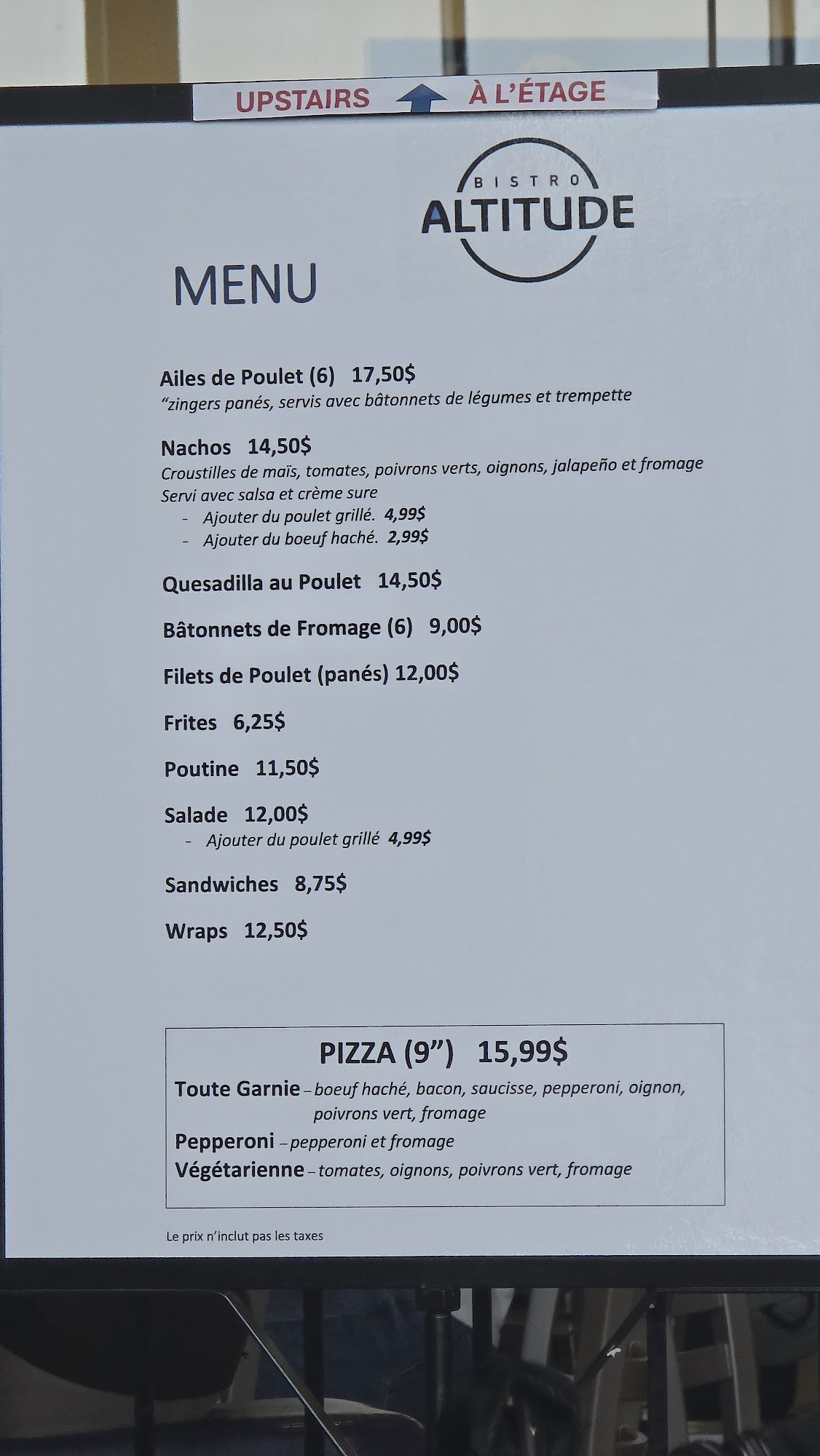 Bistro Altitude Menu