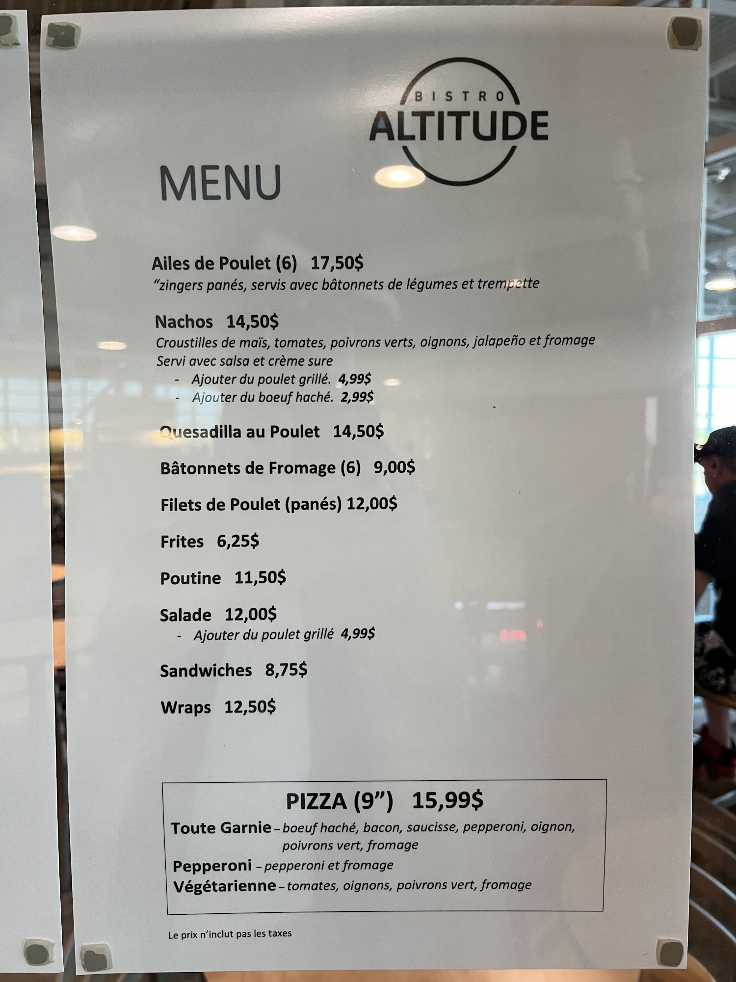 Bistro Altitude Menu