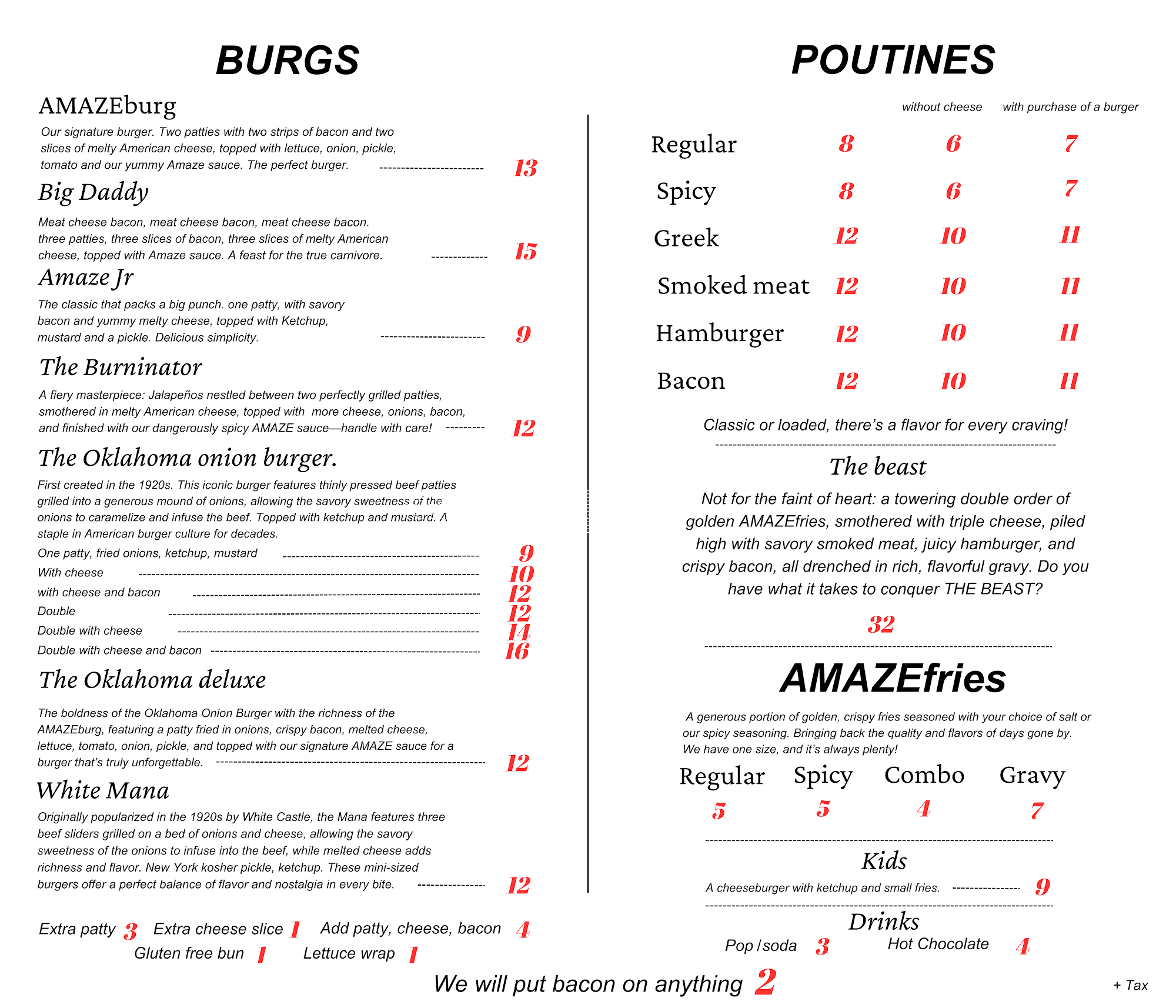 AMAZEburgs Menu